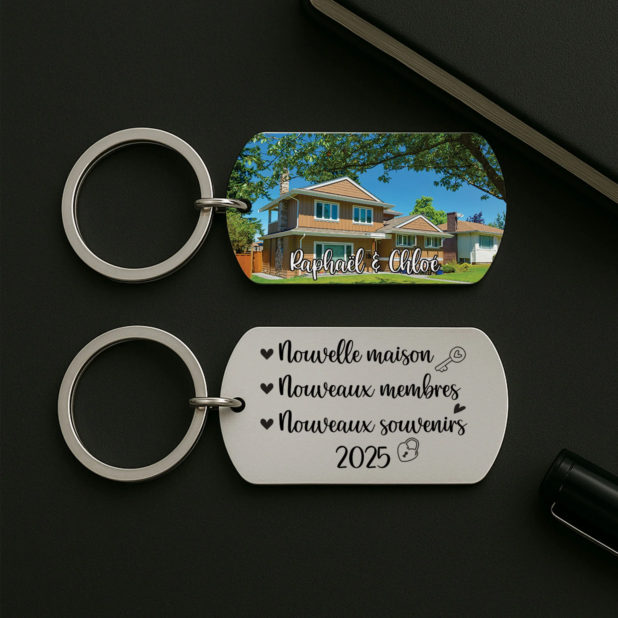 Porte-Clé Aluminium Personnalisé Famille - Nouvelle Maison - Image 2