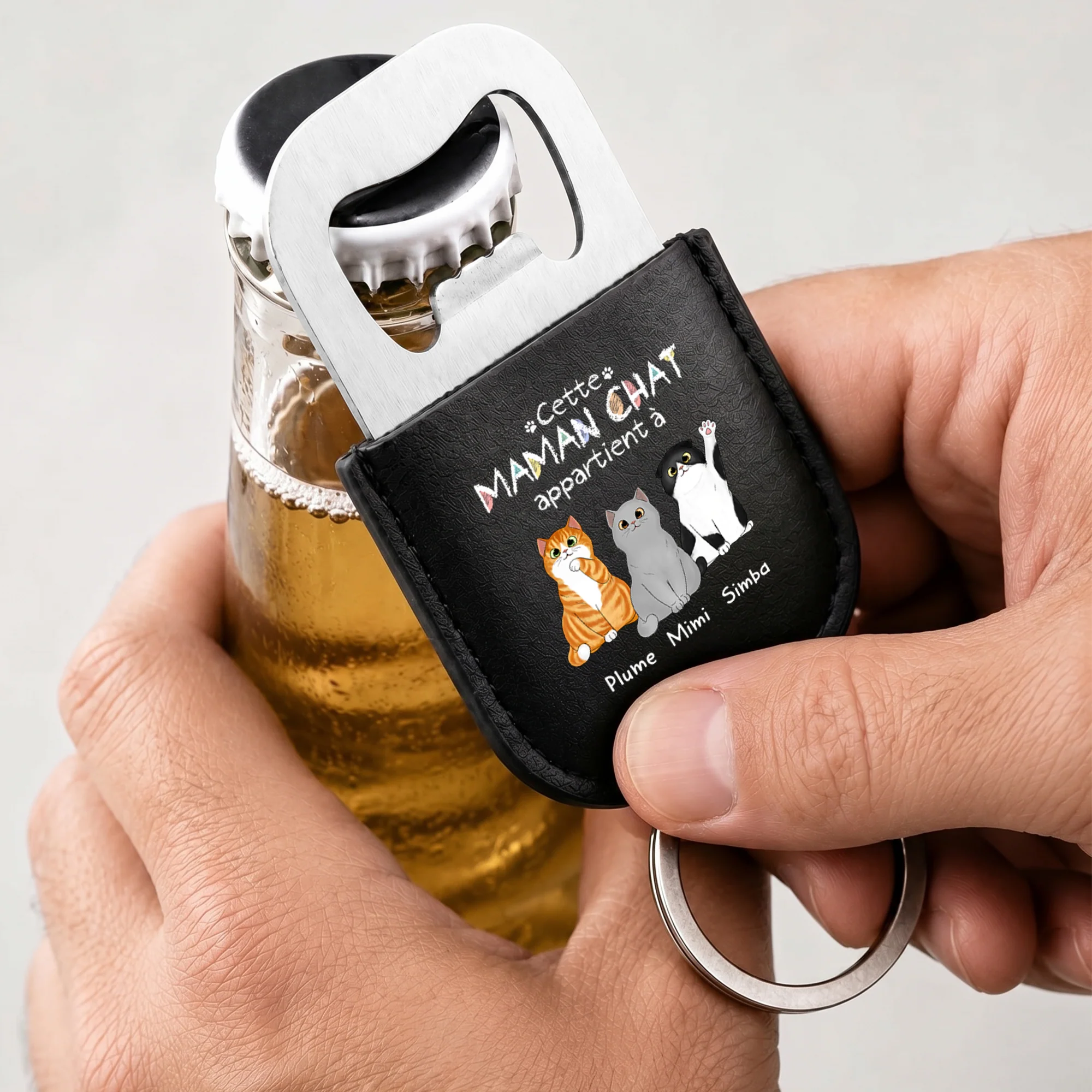 Porte Clé Décapsuleur Personnalisé - Ce Papa Chat Appartient À - Image 2