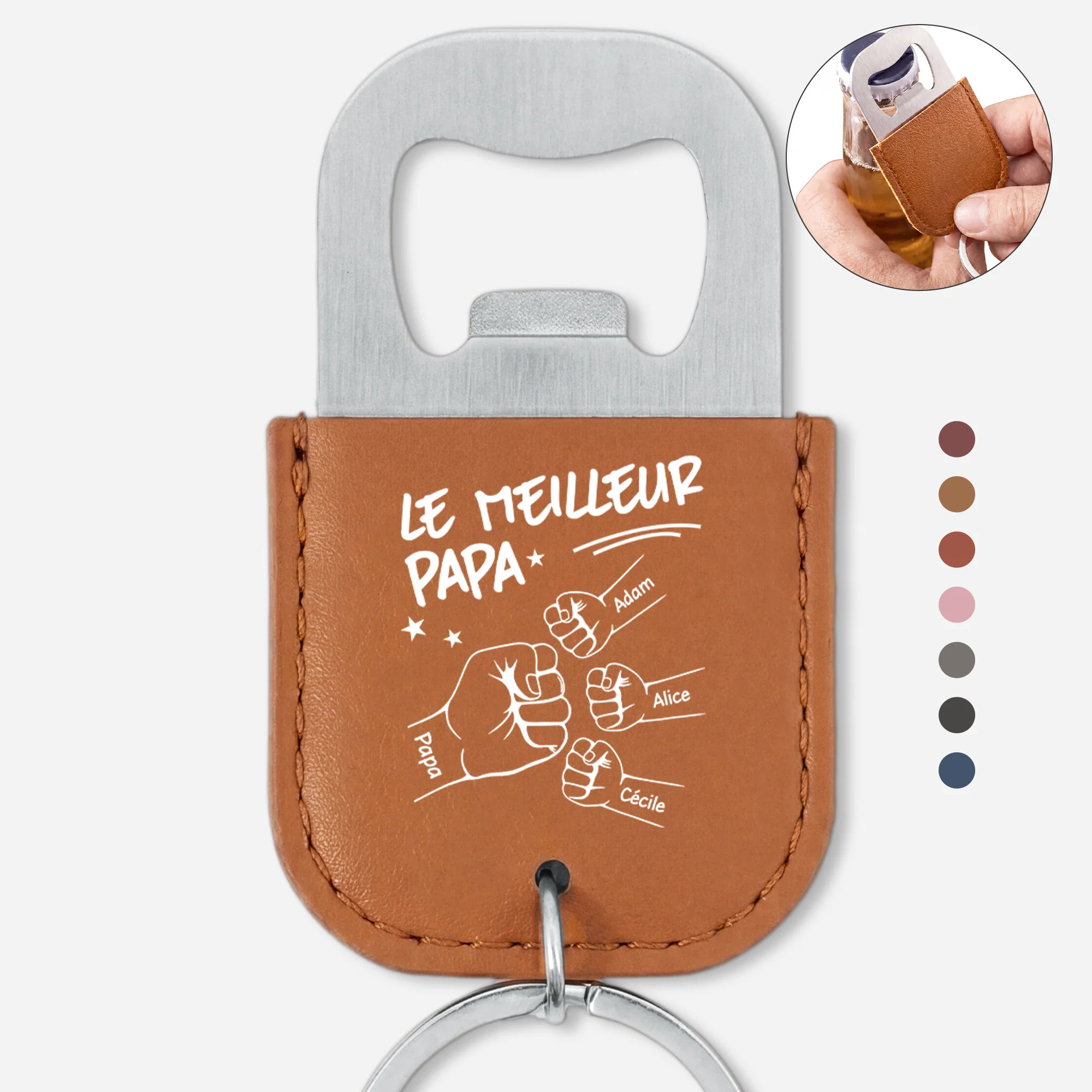 Porte Clé Décapsuleur Personnalisé - Meilleur Papa Papy Du Monde