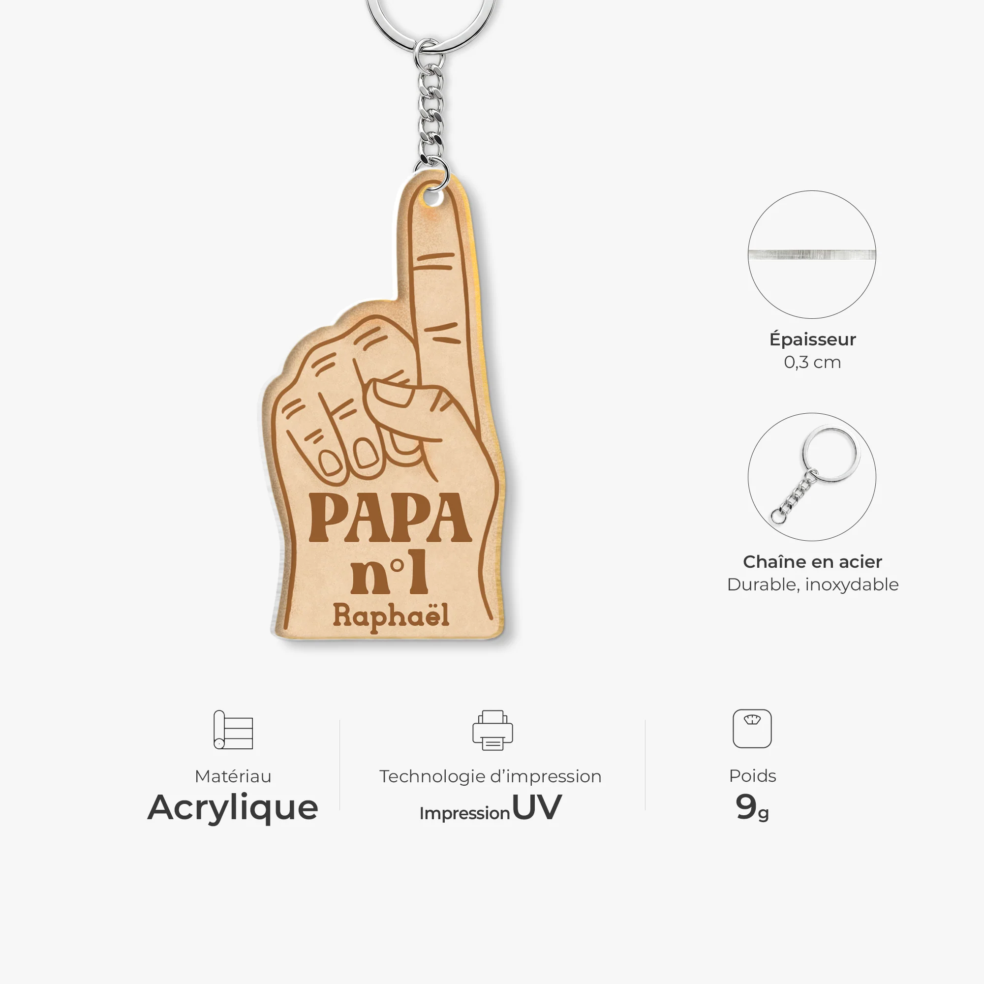 Porte Clé Personnalisé Acrylique - Cadeau Papa Papy N°1 - Image 4