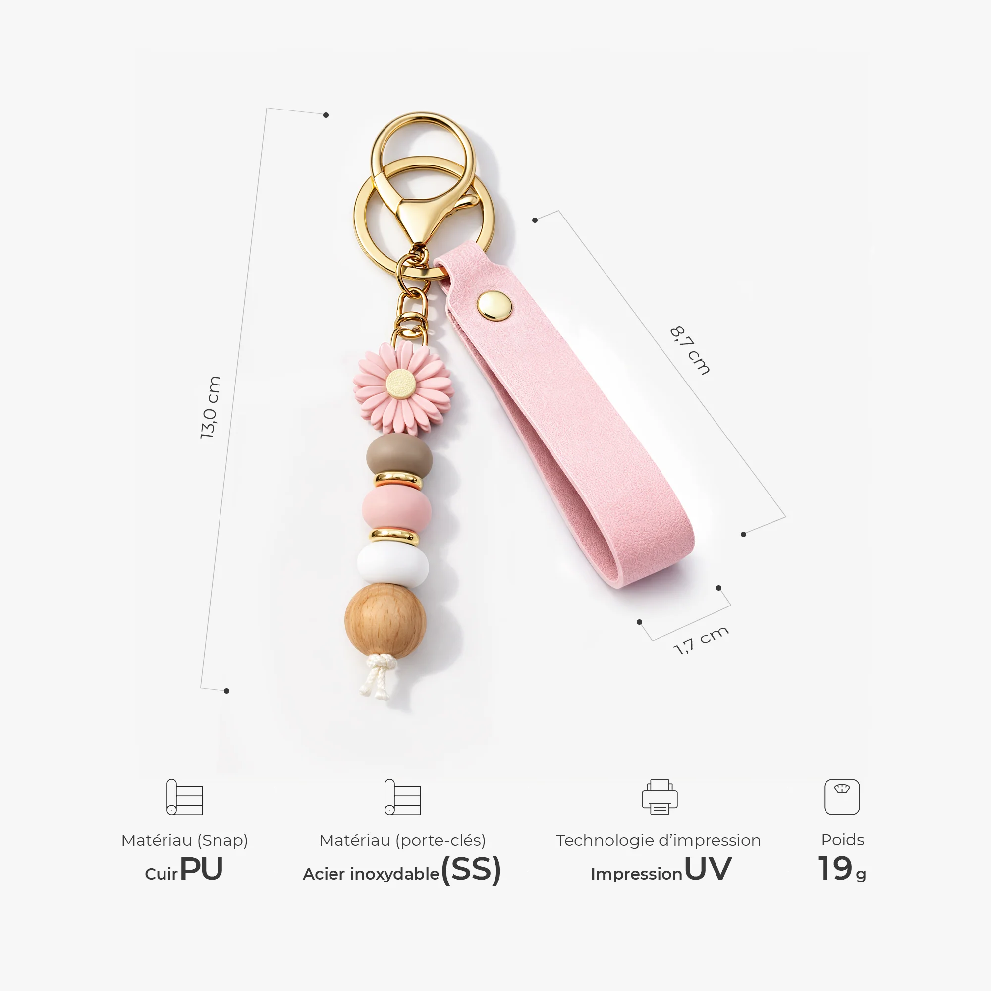Porte Clé Personnalisé Texte | Impression UV Cadeau Pour Femme Et Homme - Image 3