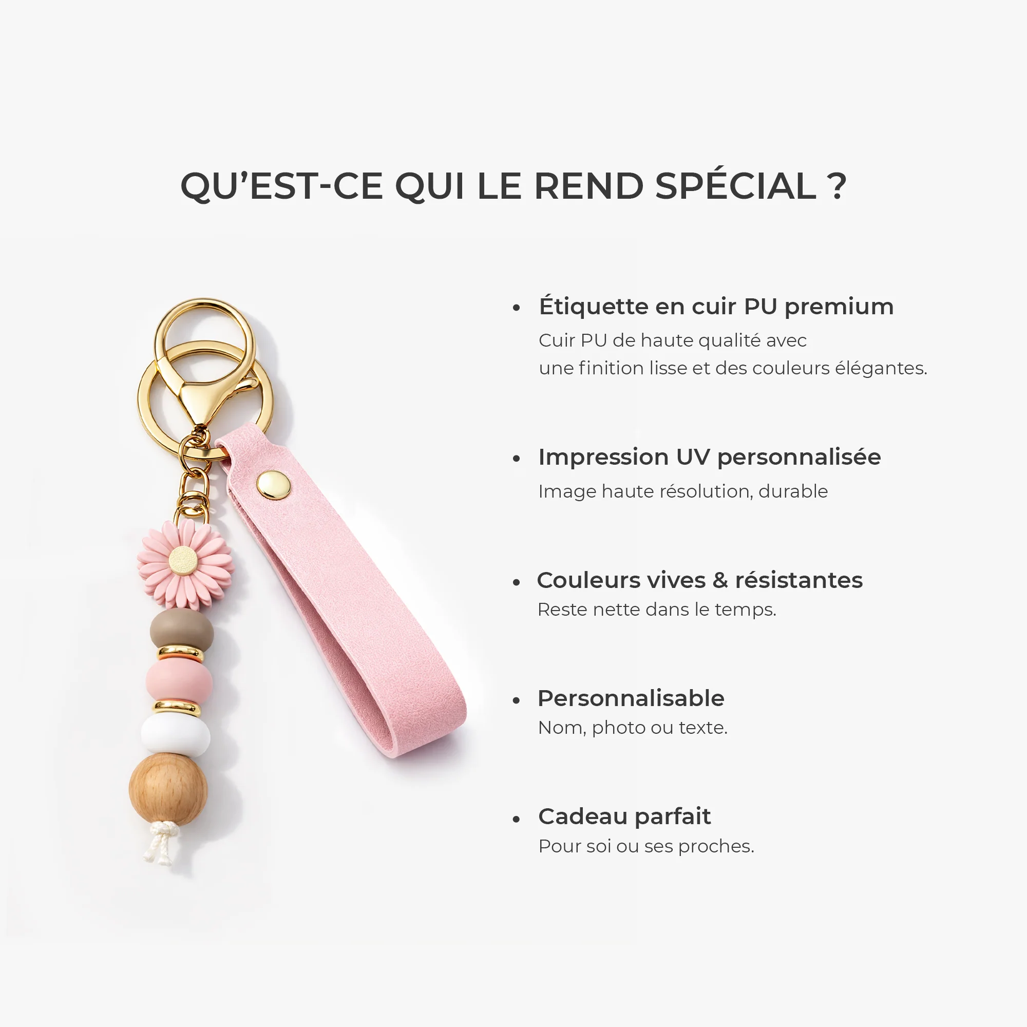Porte Clé Personnalisé Texte | Impression UV Cadeau Pour Femme Et Homme - Image 5