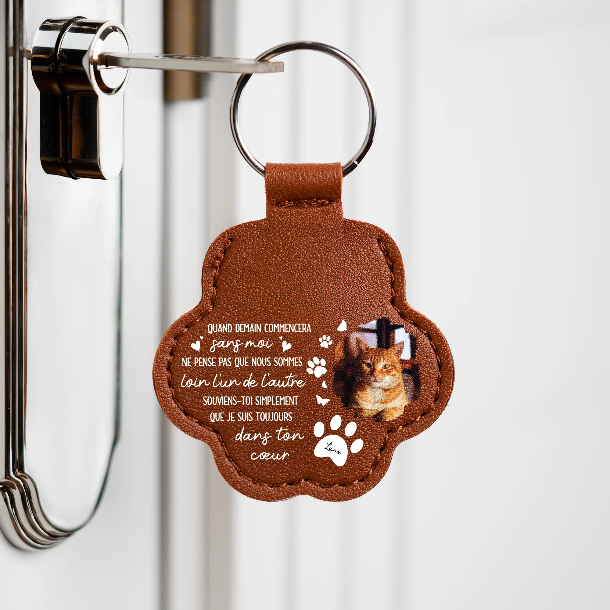 Porte-clé Personnalisé Photo Commémorative Avec Poil Animaux - Chien Chat Toujours Dans Ton Cœur - Image 2