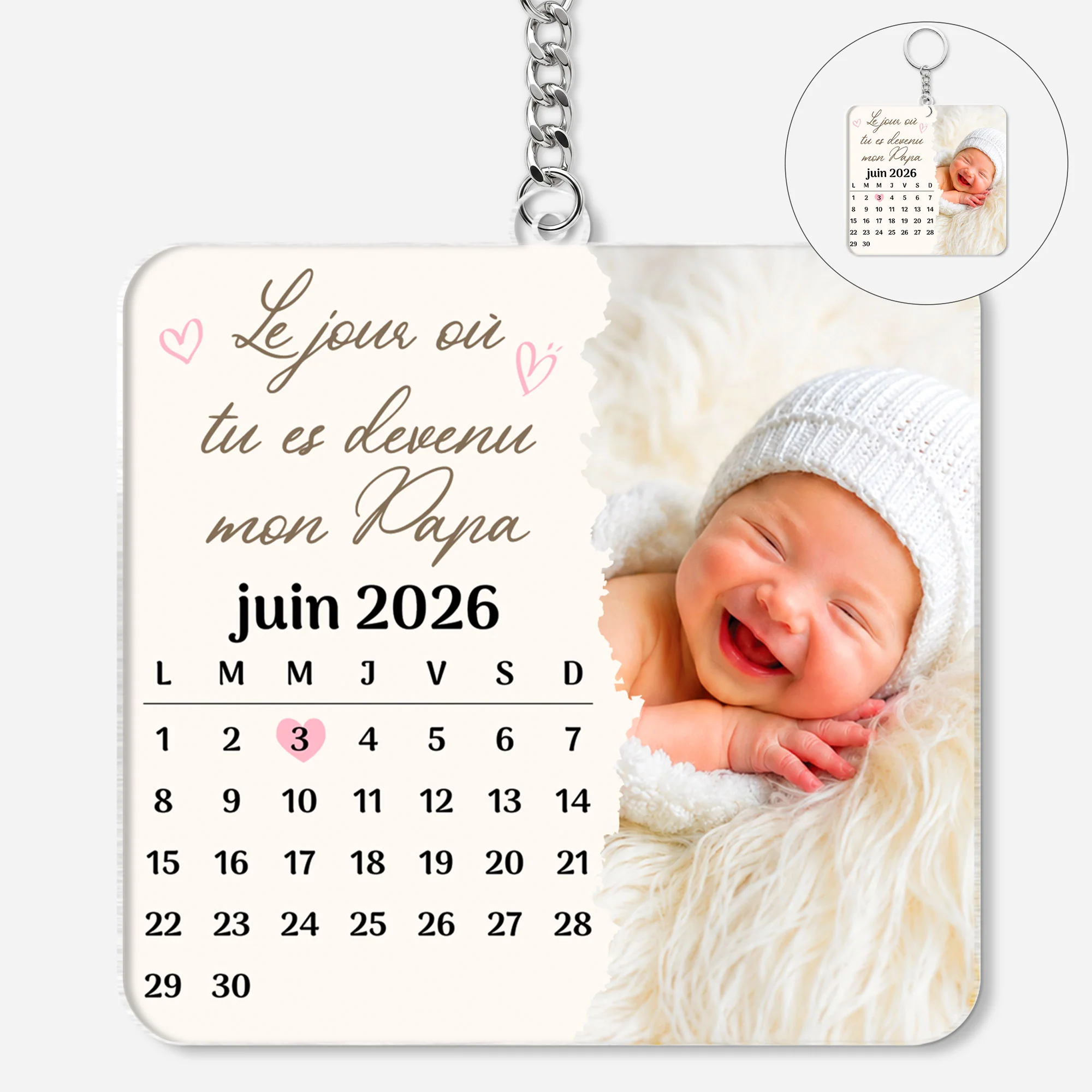 Porte Clés Acrylique Personnalisé Avec Photo - Devenir Papa De Nouveau-né