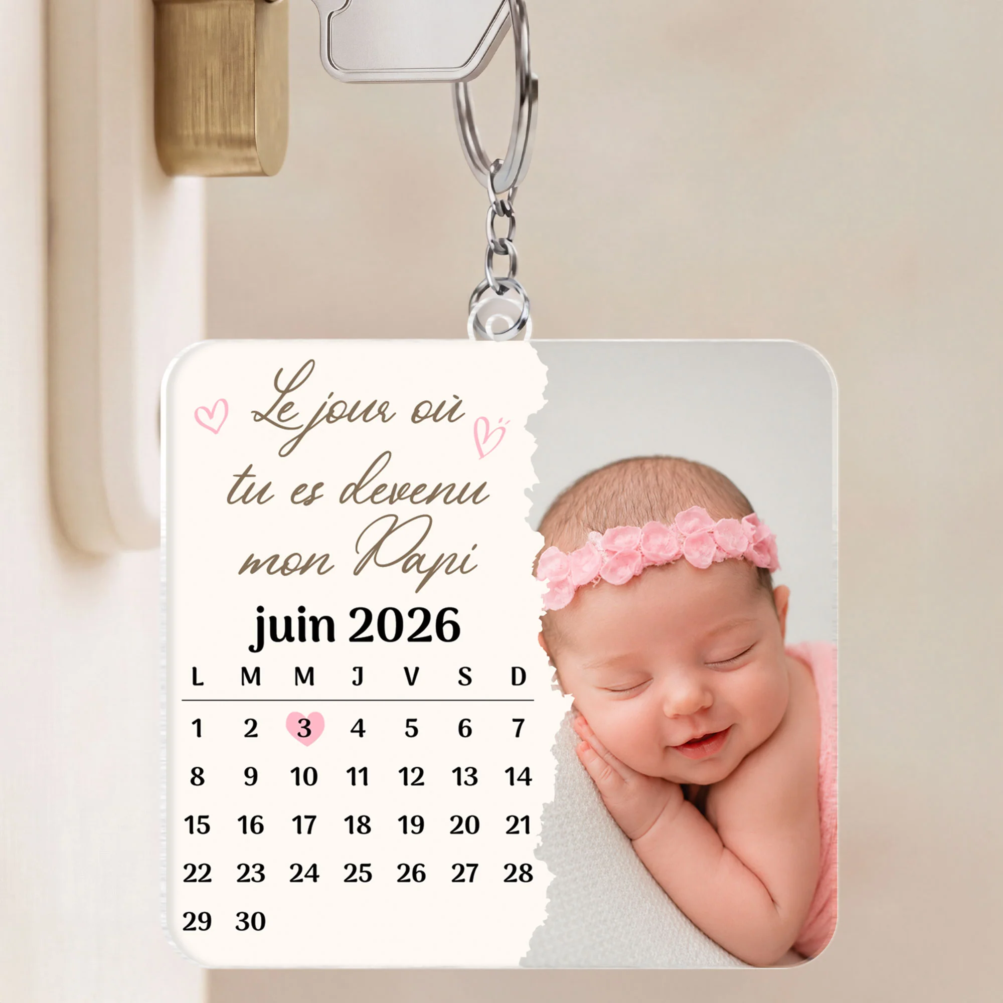 Porte Clés Acrylique Personnalisé Avec Photo - Devenir Papa De Nouveau-né - Image 2