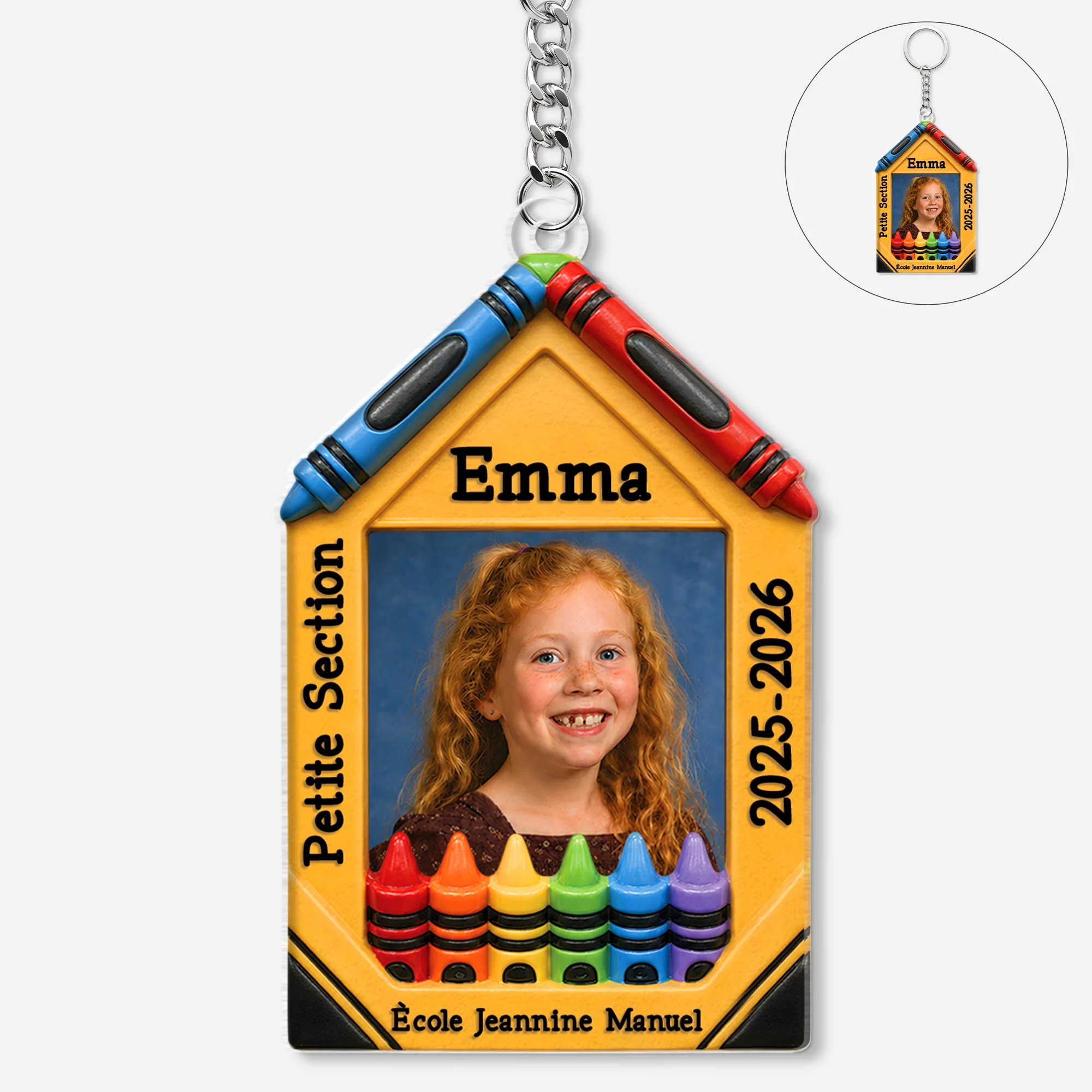 Porte Clés Acrylique Personnalisé Avec Photo Enfant - École Maternelle