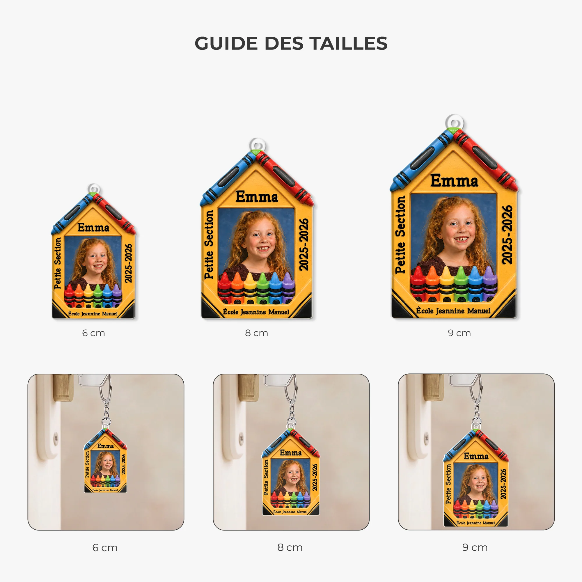 Porte Clés Acrylique Personnalisé Avec Photo Enfant - École Maternelle - Image 3