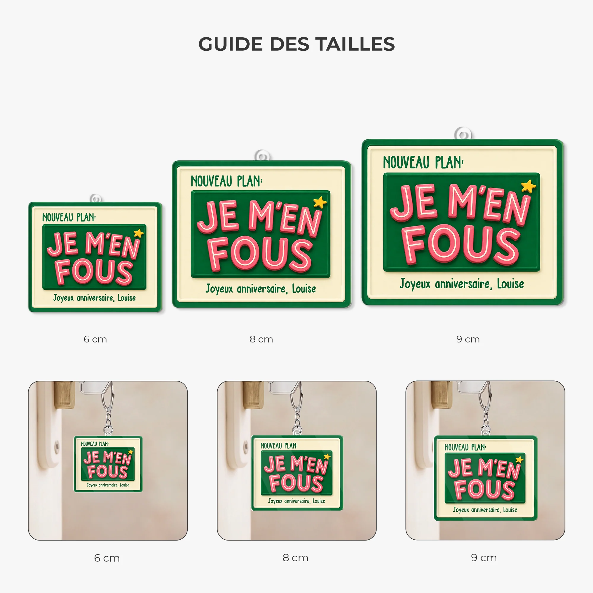 Porte-clés Acrylique Personnalisé Cadeau Anniversaire - Nouveau Plan Je M'en Fous - Image 3