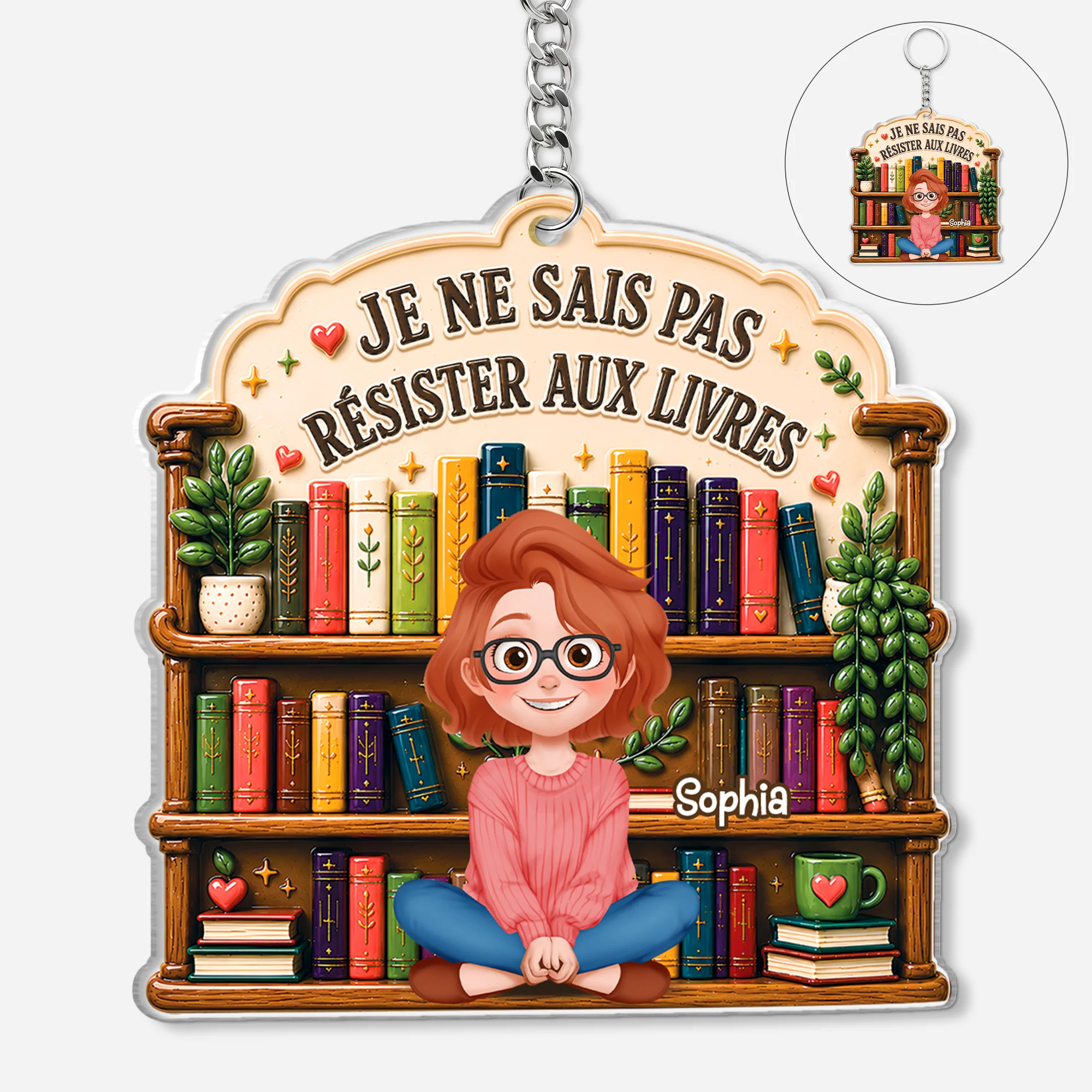 Porte-clés Acrylique Personnalisé Femme Homme - Je Ne Sais Pas Résister Aux Livres