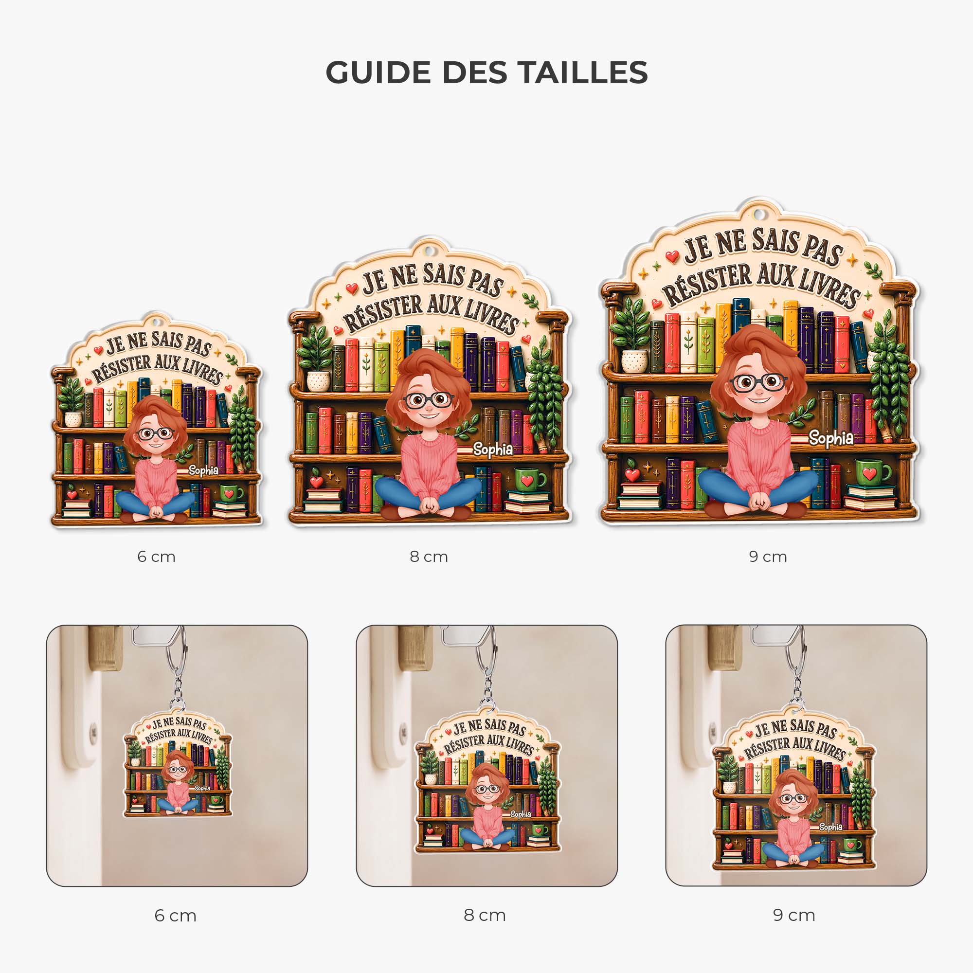 Porte-clés Acrylique Personnalisé Femme Homme - Je Ne Sais Pas Résister Aux Livres - Image 3