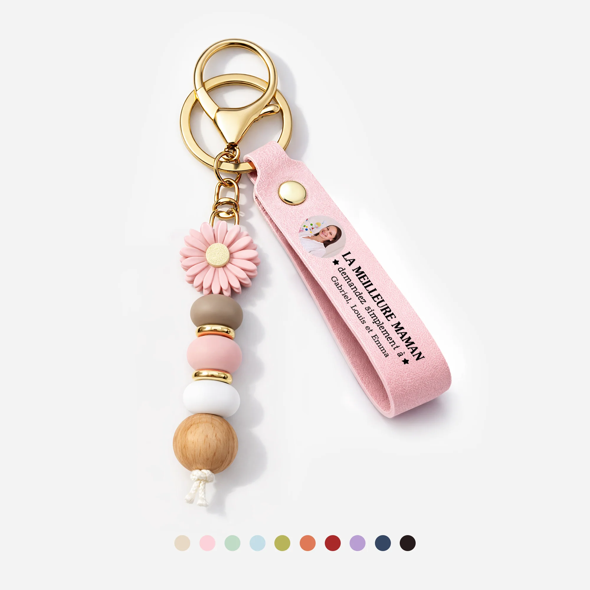 Porte Cle Personnalise Avec Photo | Marguerite Cuir La Meilleure Maman Mamie