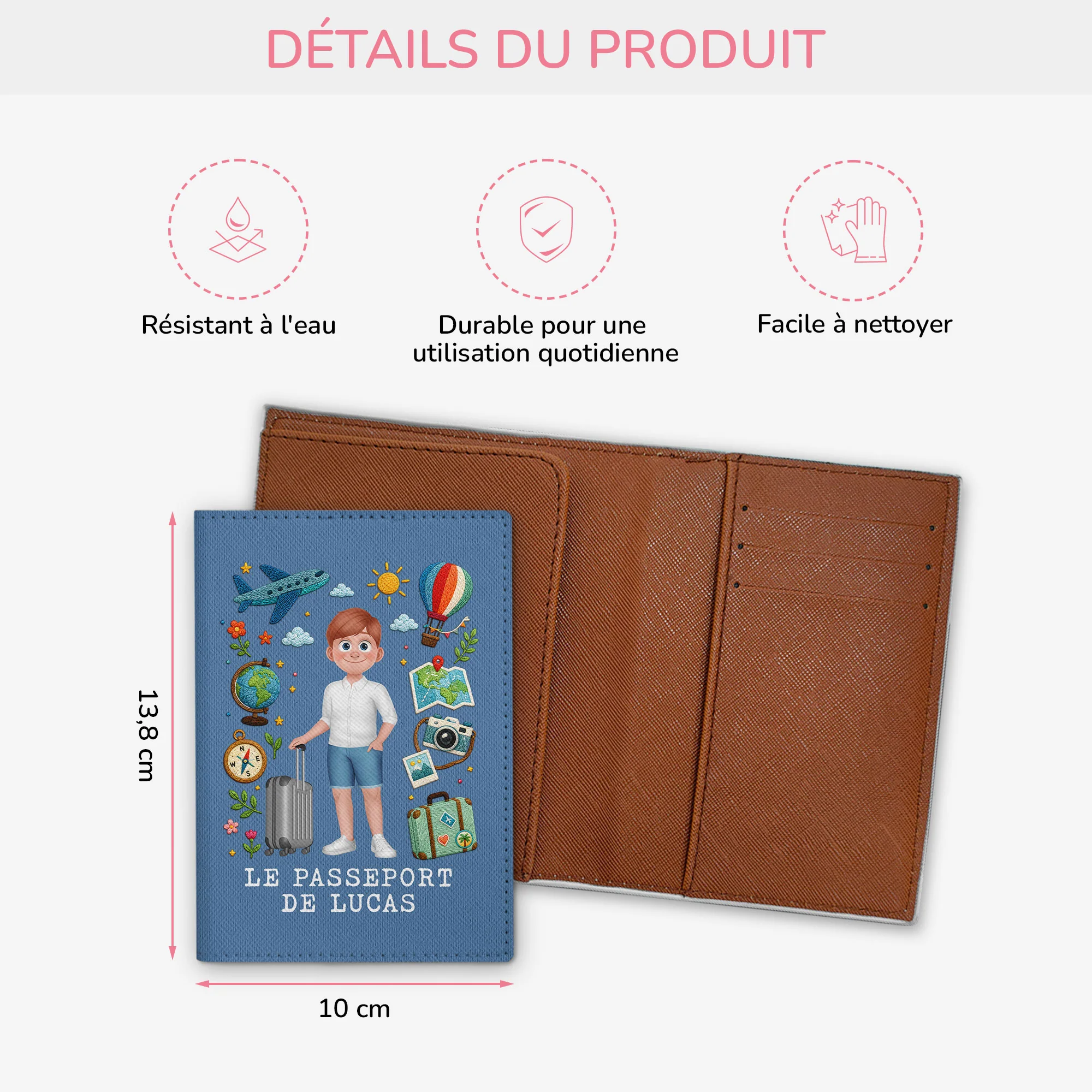Porte Passeport Personnalisé Femme Homme - Cadeau Voyage Original - Image 3