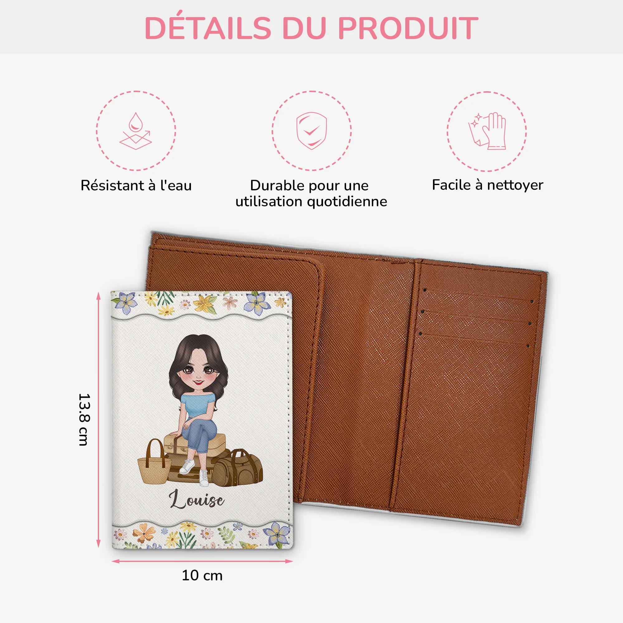 Porte Passeport Personnalisé Femme - Version Florale - Image 3