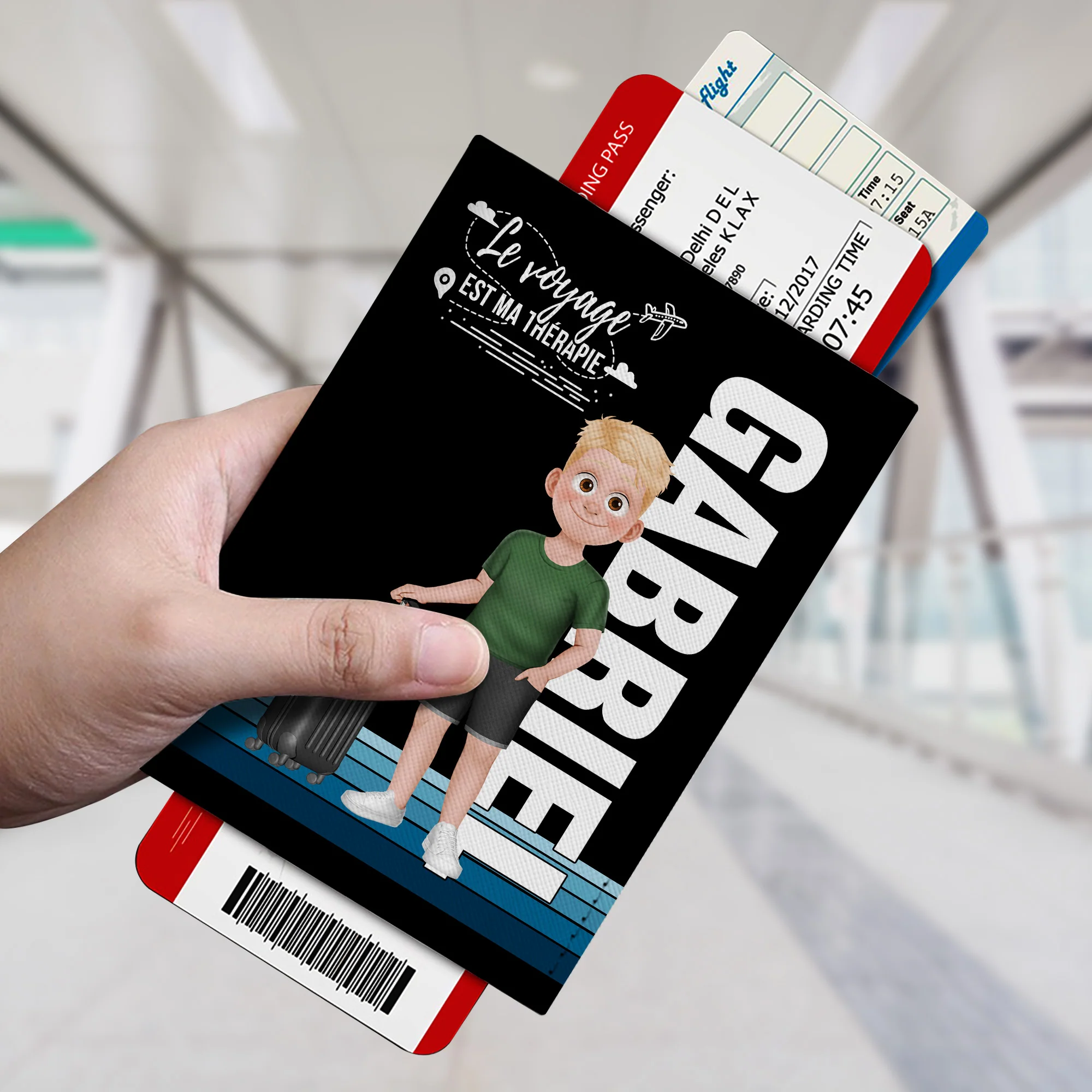 Porte Passeport Personnalisé - Le Voyage Est Ma Thérapie Version Femme - Image 2