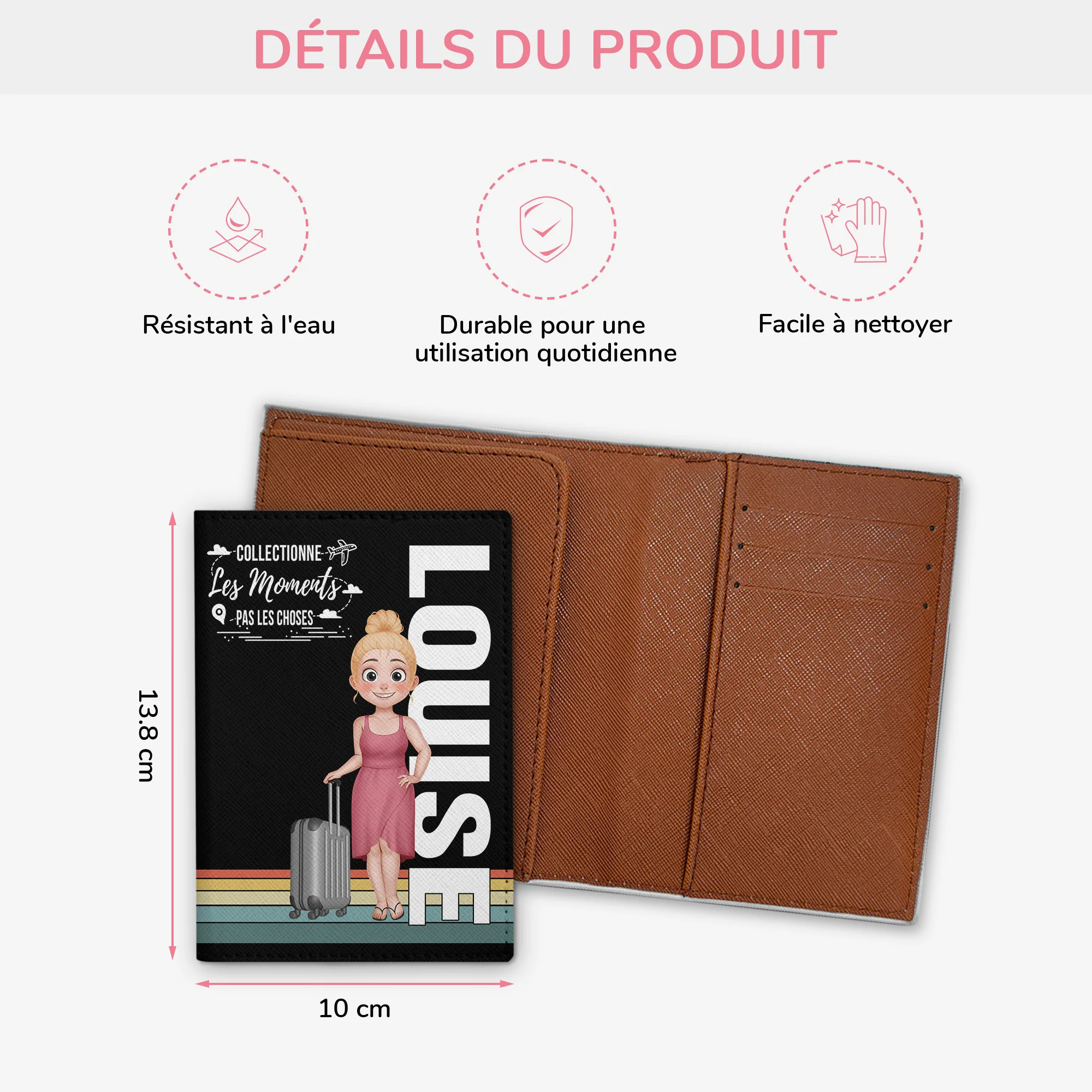 Porte Passeport Personnalisé - Le Voyage Est Ma Thérapie Version Femme - Image 3