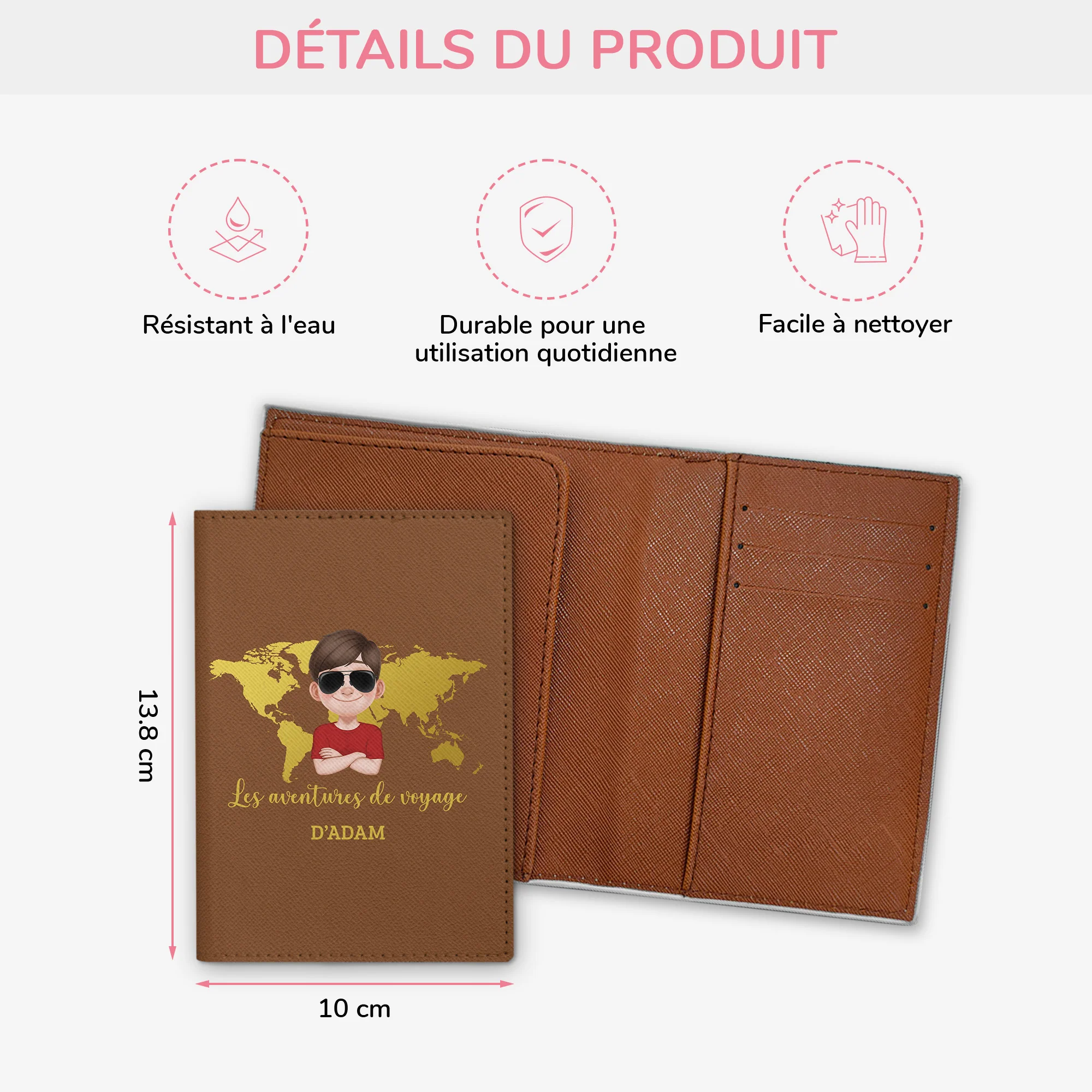Porte Passeport Personnalisé Homme - Les Aventures De Voyage - Image 3