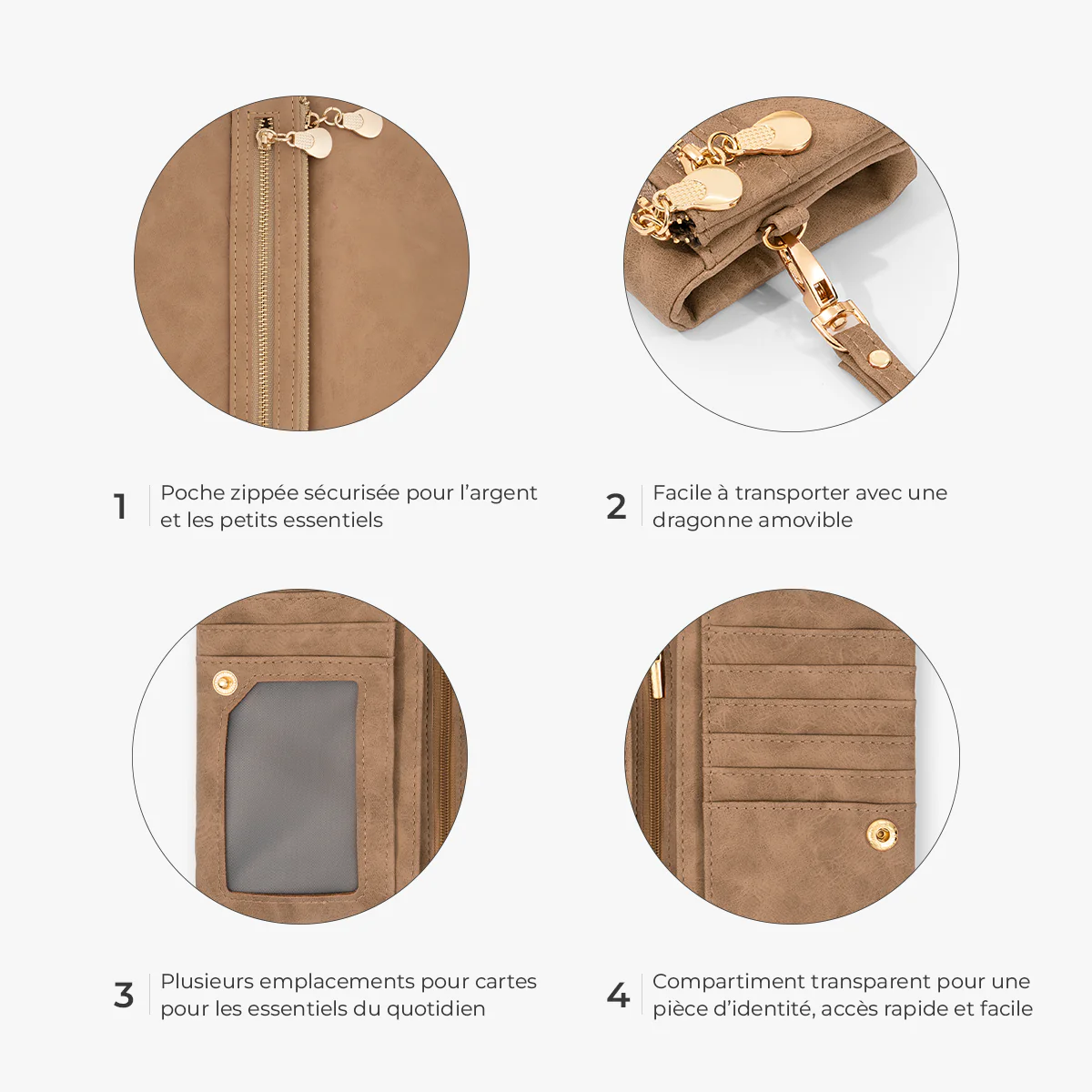 Portefeuille Cuir Personnalisé Avec Dragonne - Cadeau Pour Femme Avec Fleur De Naissance - Image 4