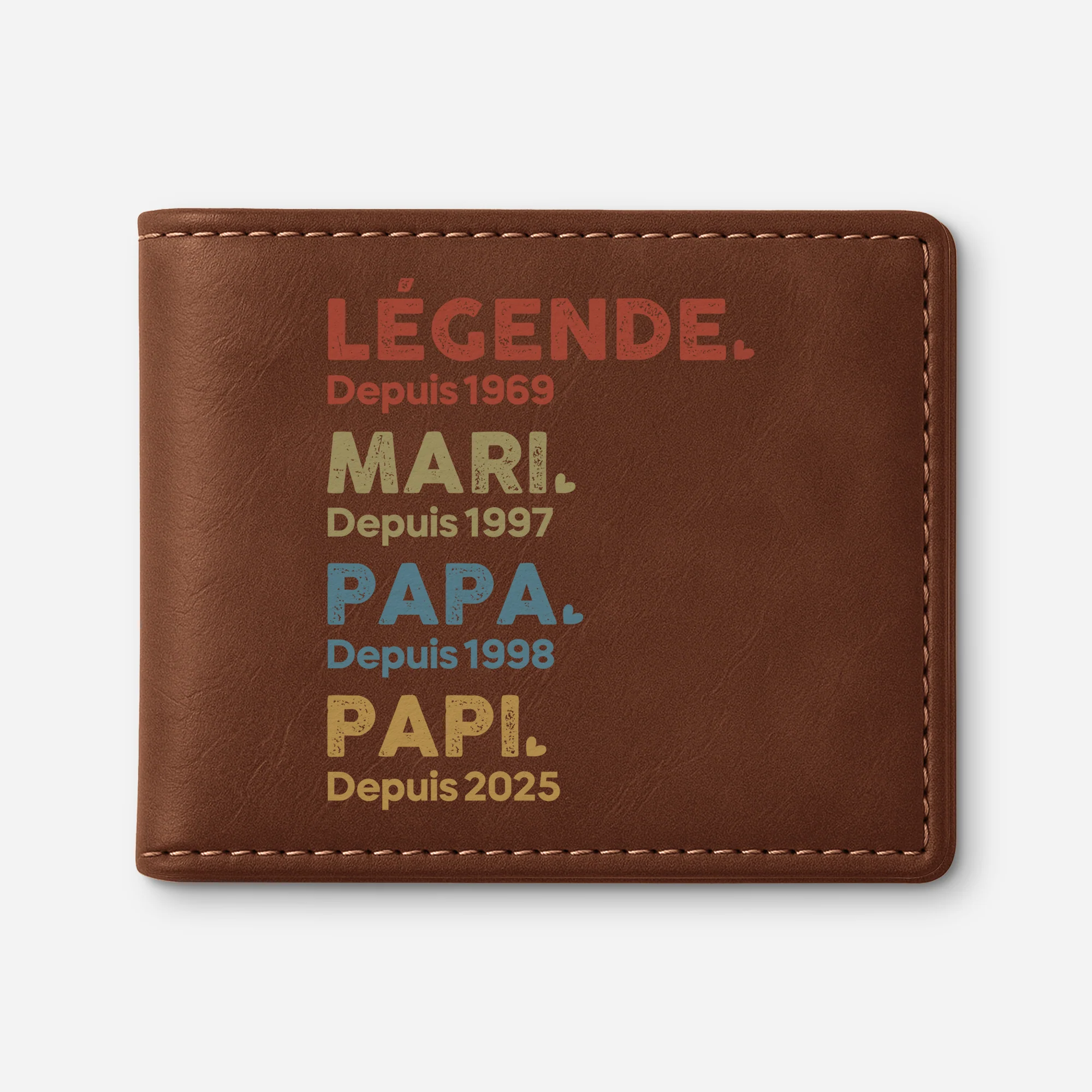 Portefeuille Cuir Personnalisé Homme - Légende Mari Papa Papy Depuis