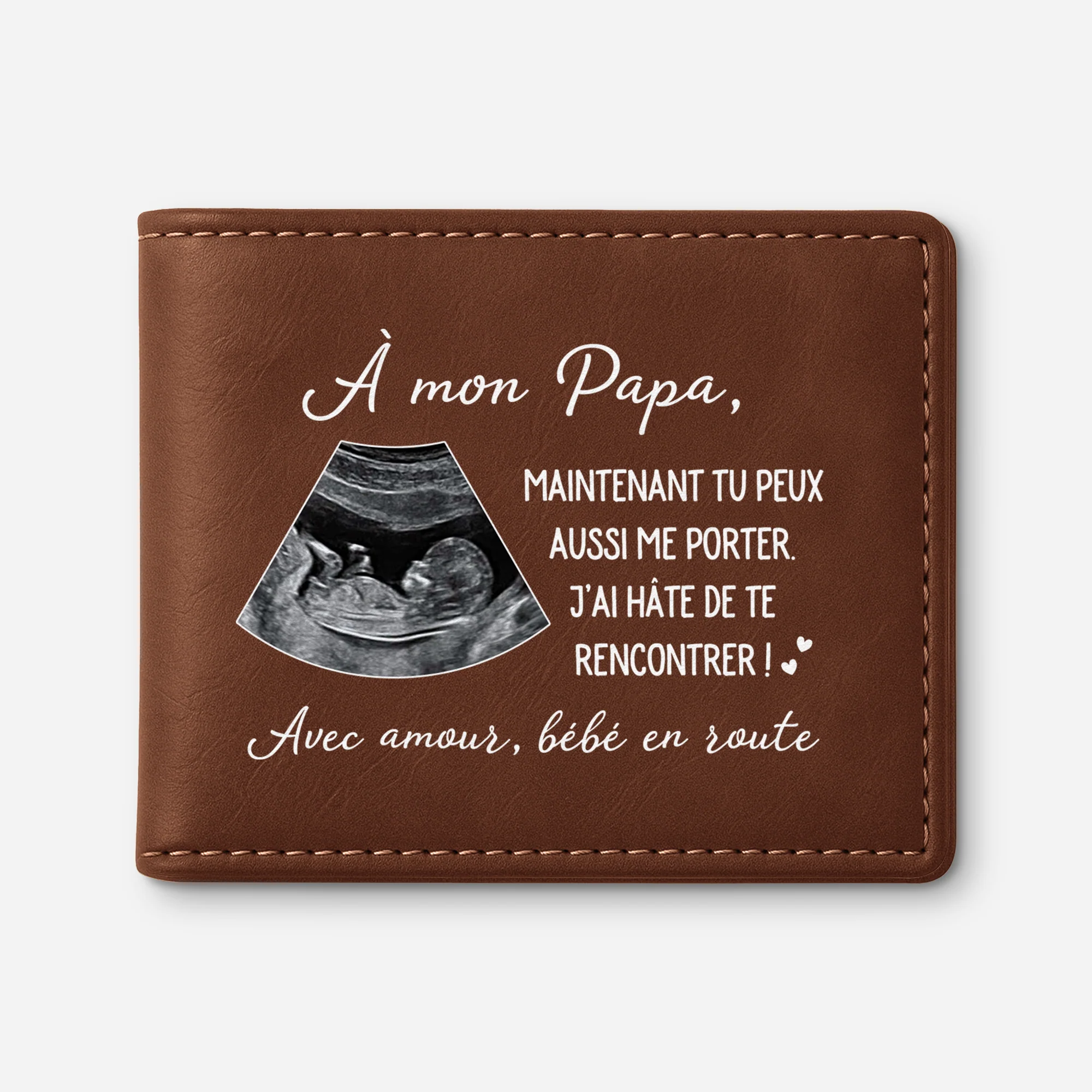 Cadeaux Personnalisés Papa | Portefeuille Cuir Photo Futur Papa Original