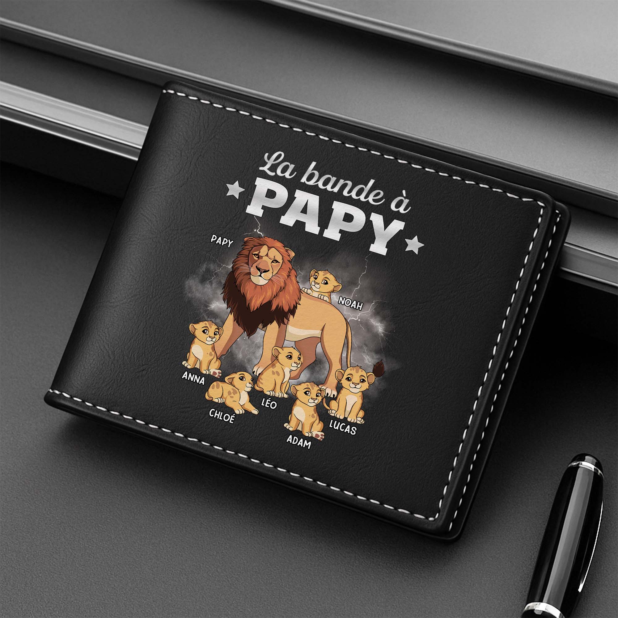 Portefeuille En Cuir Personnalisé Homme - La Bande À Papa Lion Tonnerre - Image 2