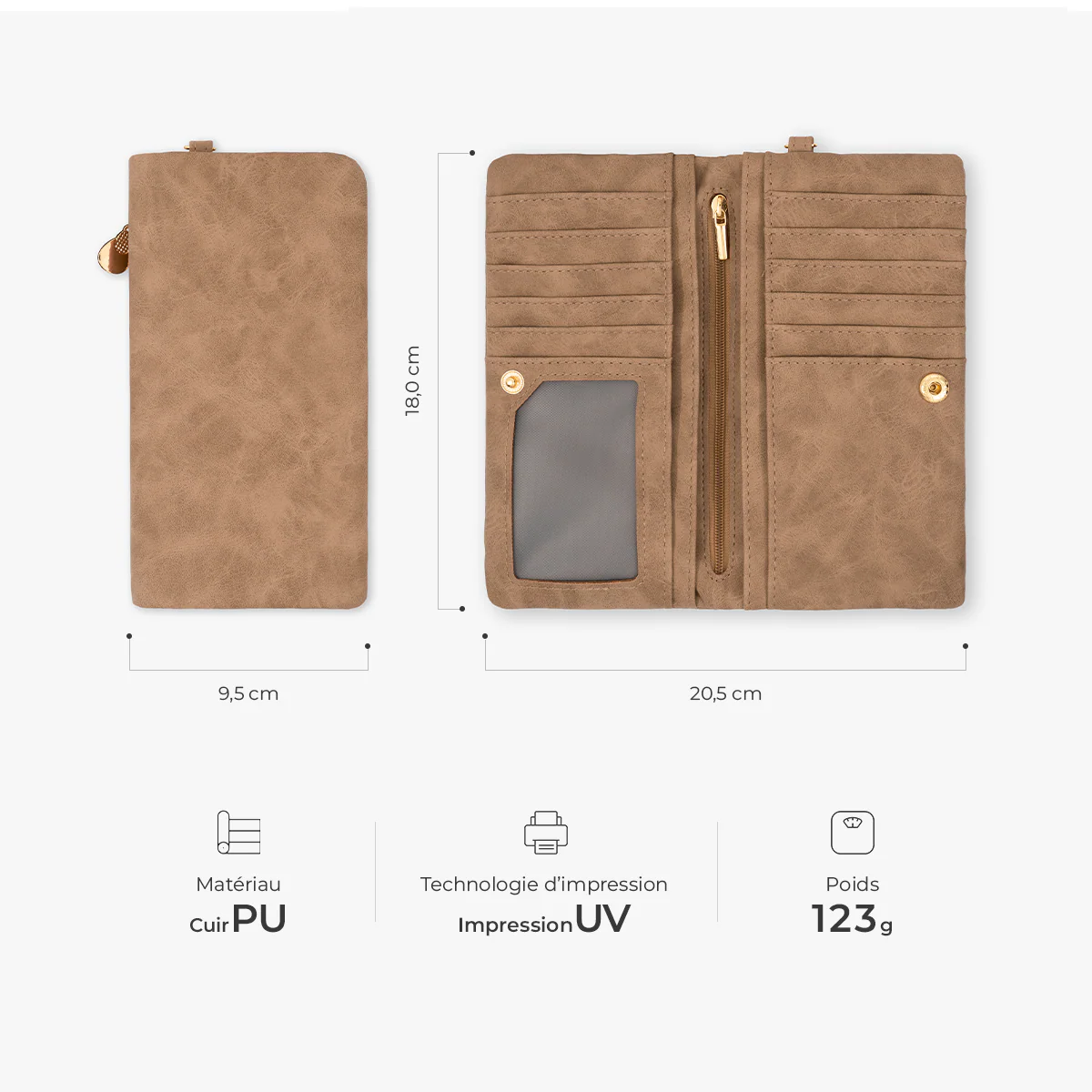 Portefeuille Femme Cuir Personnalisé Avec Dragonne - Cadeau Maman Mamie Cœur Et Fleur - Image 3