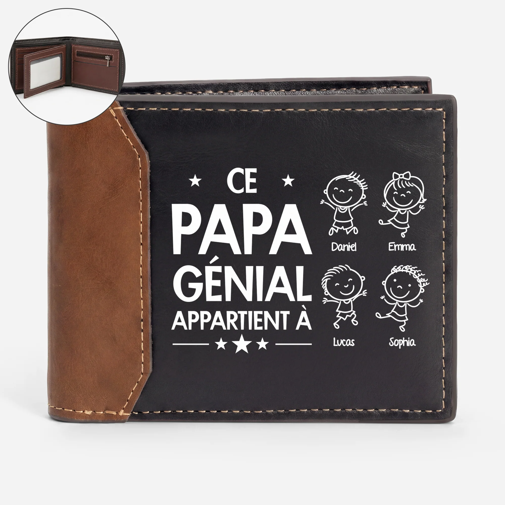 Portefeuille Homme Cuir Personnalisé Haut De Gamme - Papy Papa Génial Appartient À