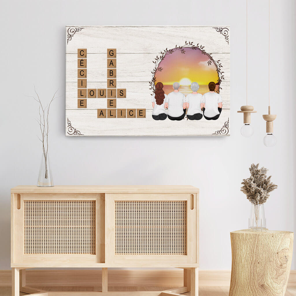 Portrait De Famille Avec Mots Croisés – Toile Personnalisée - Image 3