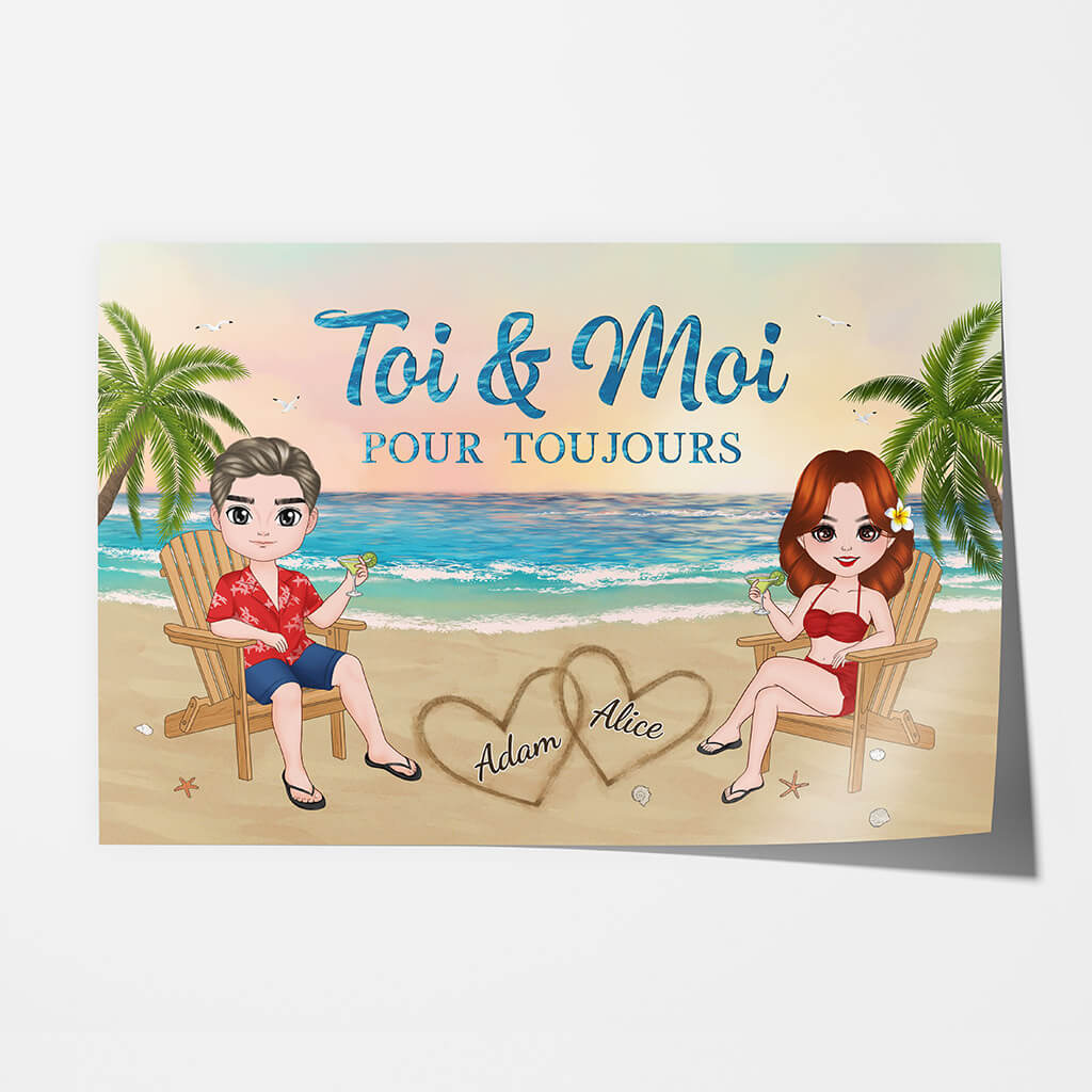 Poster Couple Personnalisé - Toi Et Moi Pour Toujours Été Couple Sur La Plage