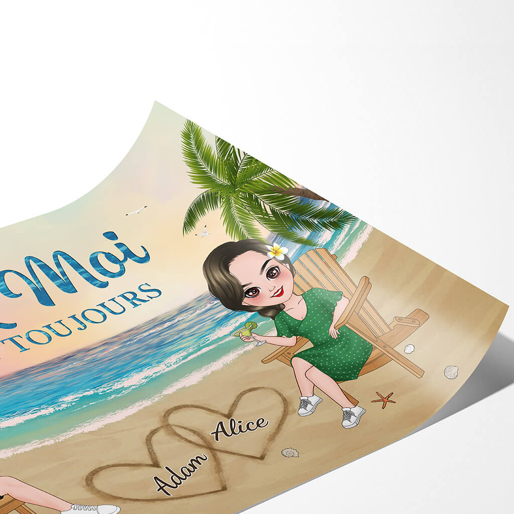 Poster Couple Personnalisé - Toi Et Moi Pour Toujours Été Couple Sur La Plage - Image 2