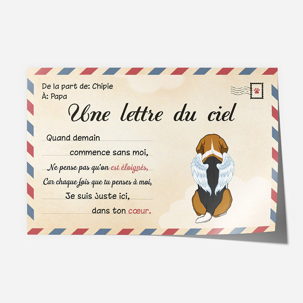 Poster Personnalisés Hommage Chien - Une Lettre Du Ciel