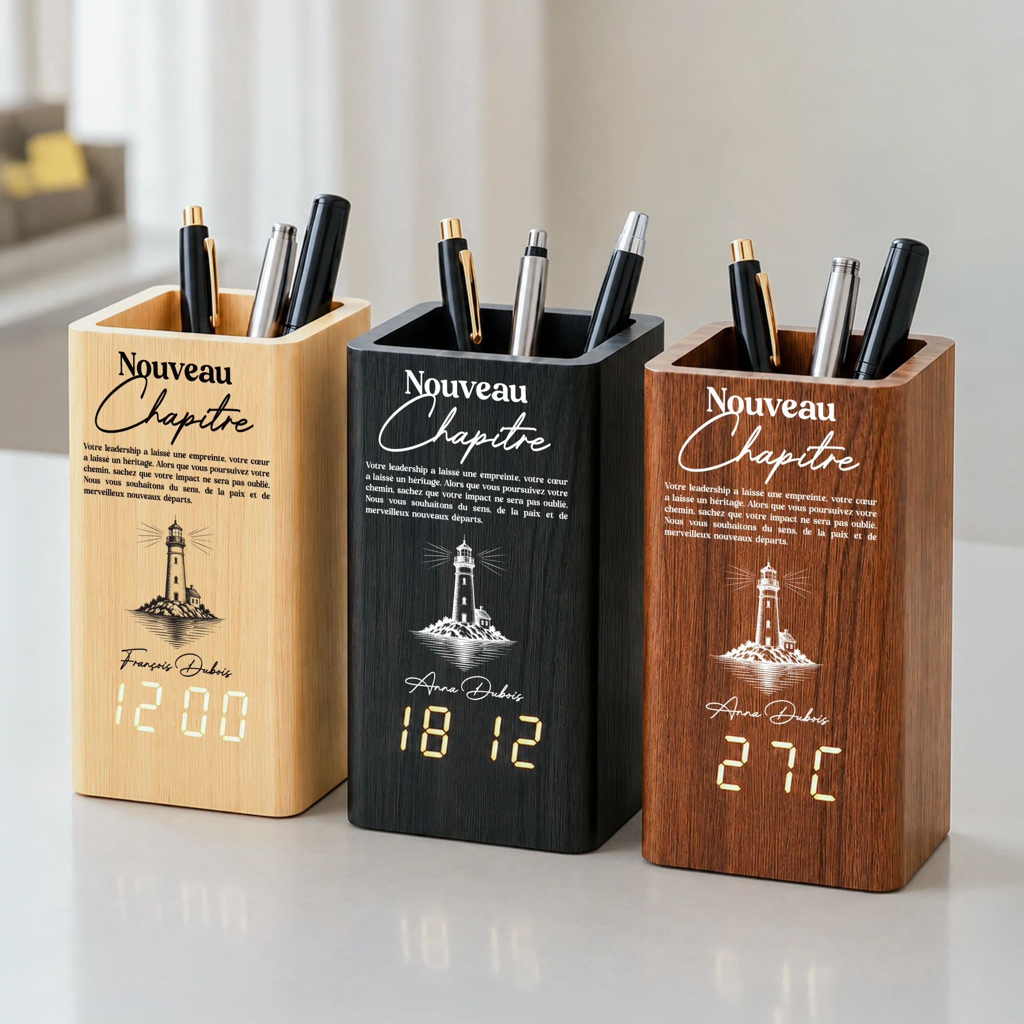 Pot À Crayon Personnalisable Avec Horloge Collègue Et Patron - Cadeau Départ Pour Nouveau Chapitre - Image 2