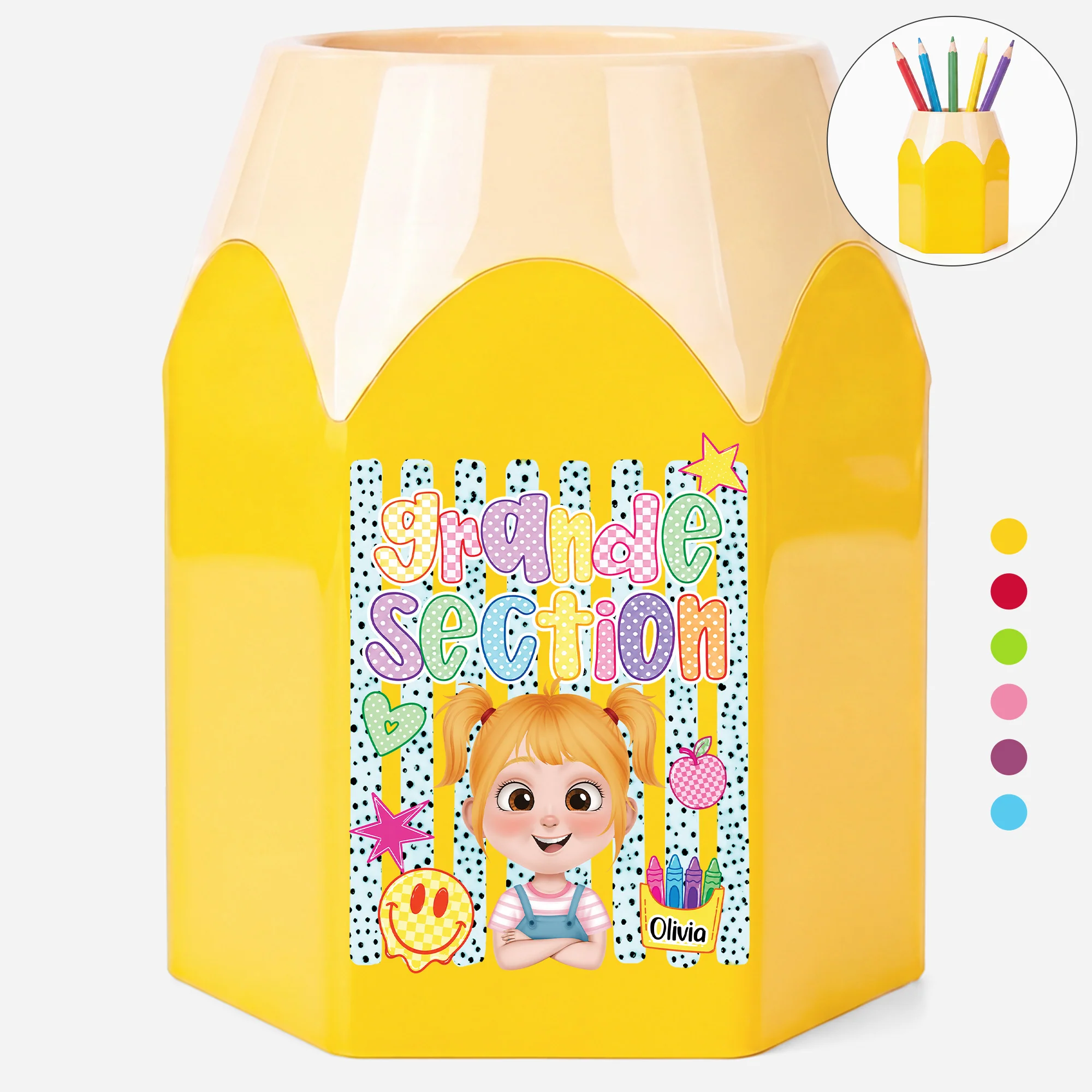 Pot À Crayon Personnalisable Pour Enfant - École Maternelle
