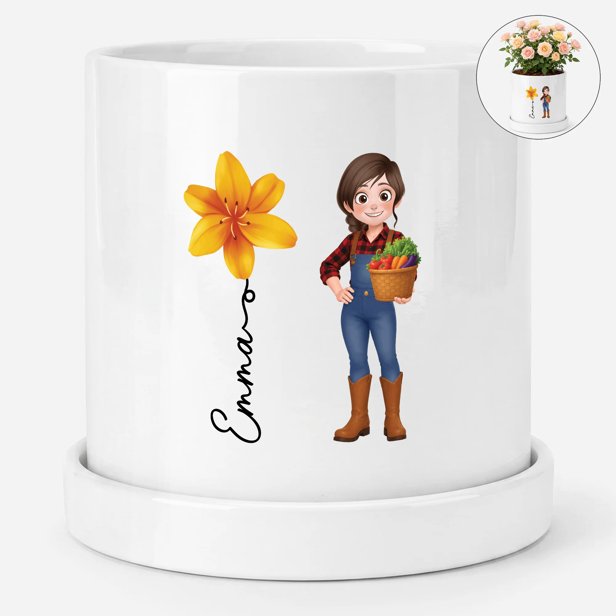 Pot De Fleurs Personnalisable - Cadeau Original Jardinage Pour Femme Homme