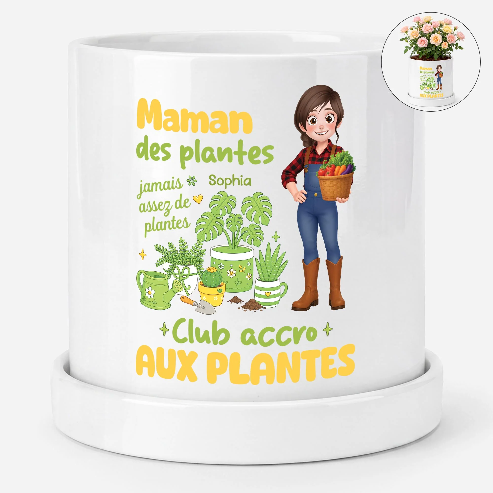 Pot De Fleurs Personnalisable Femme Homme - Club Accro Aux Plantes