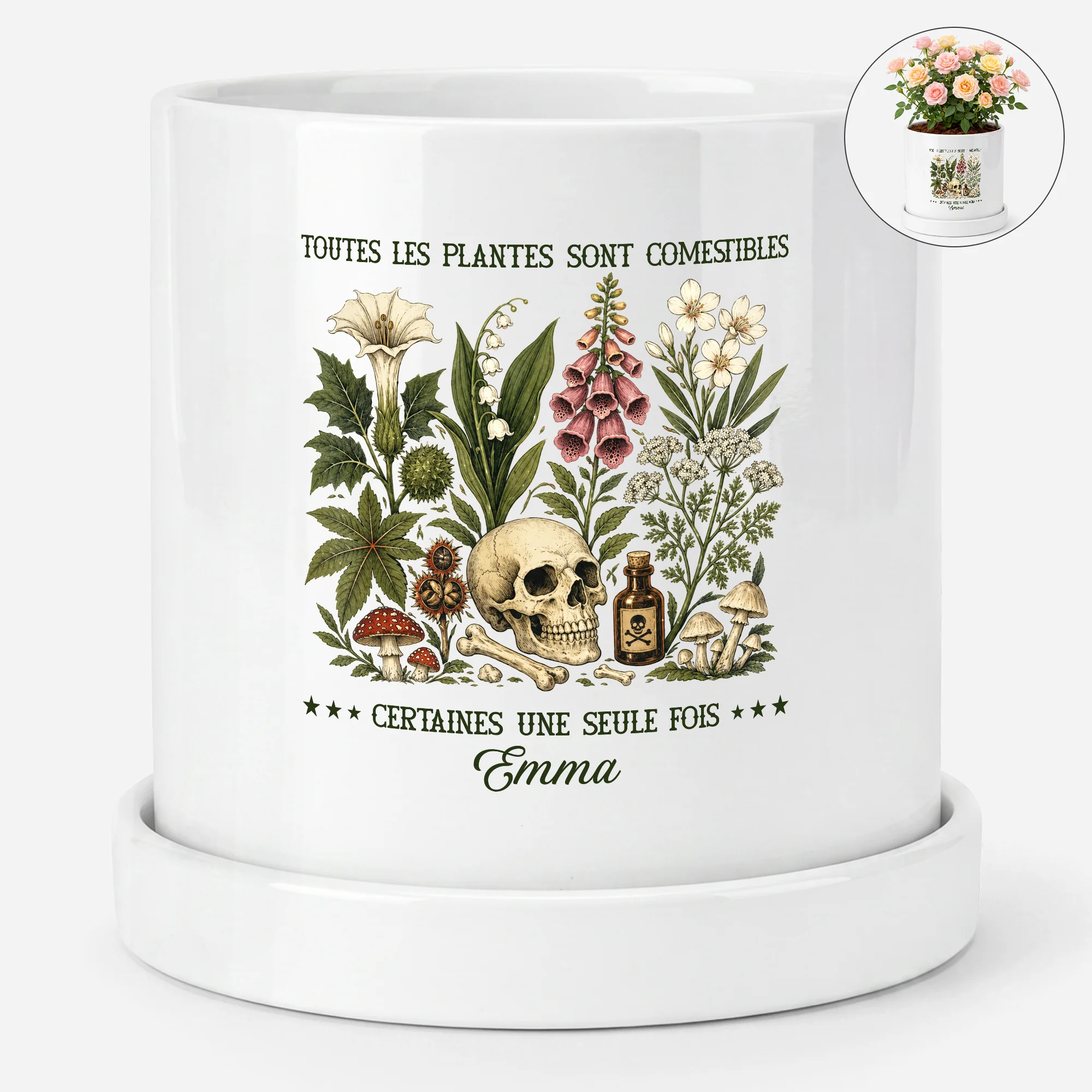 Pot De Fleurs Personnalisable Femme Homme Humour - Les Plantes Comestibles Cadeau Jardinier