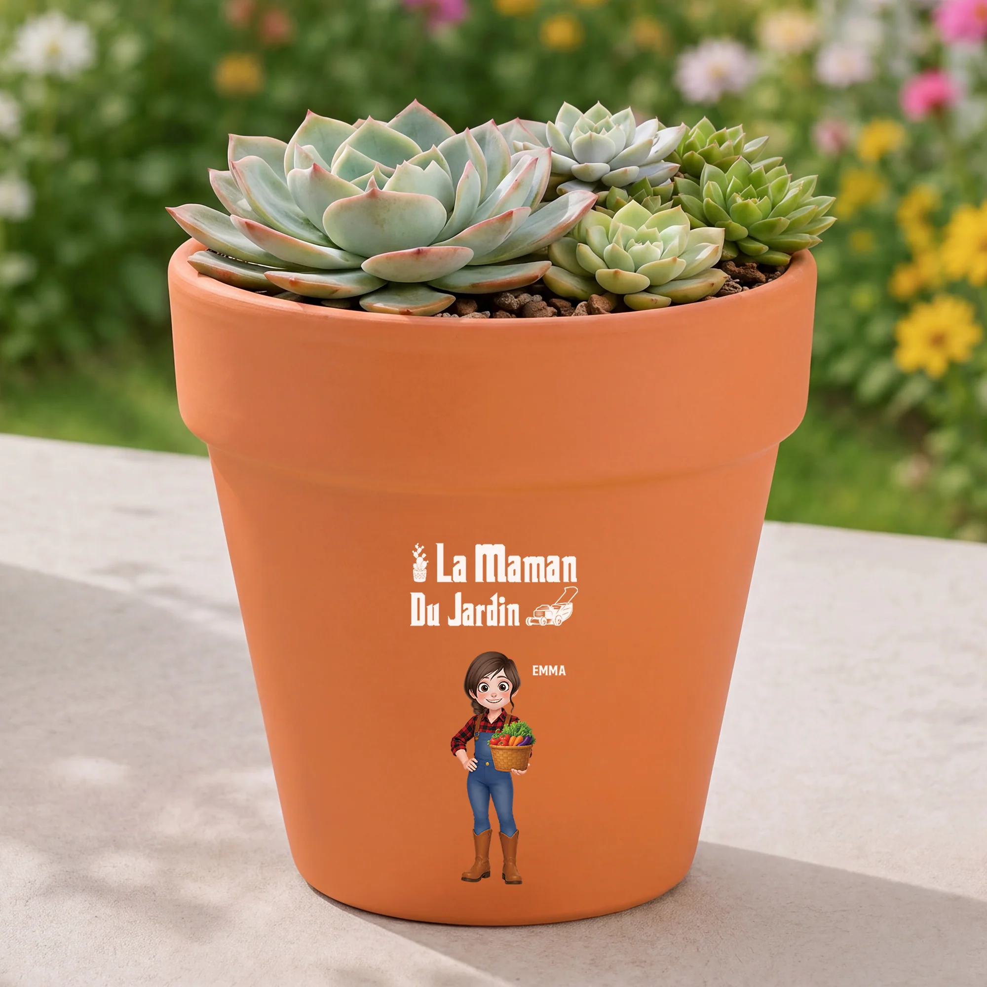 Pot En Terre Cuite Personnalisé - Maman Papa Du Jardin - Image 2