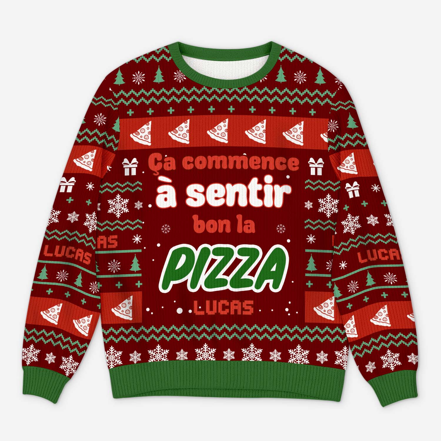 Pull De Noël Moche Personnalisé - Ça Commence À Sentir Bon La Pizza