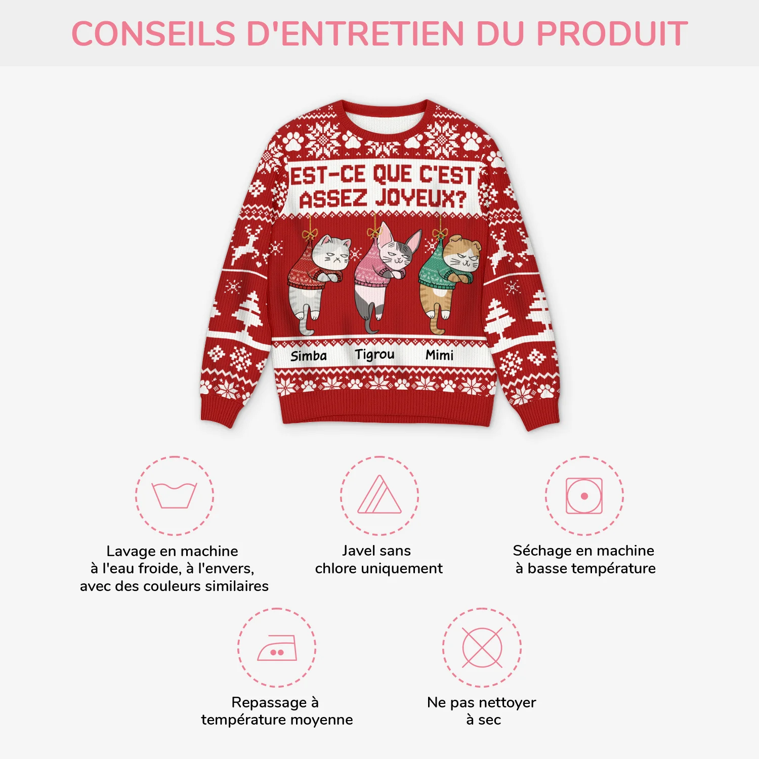 Pull Moche De Noël Personnalisable Chat Drôle - Est-ce Que C'est Assez Joyeux - Image 4