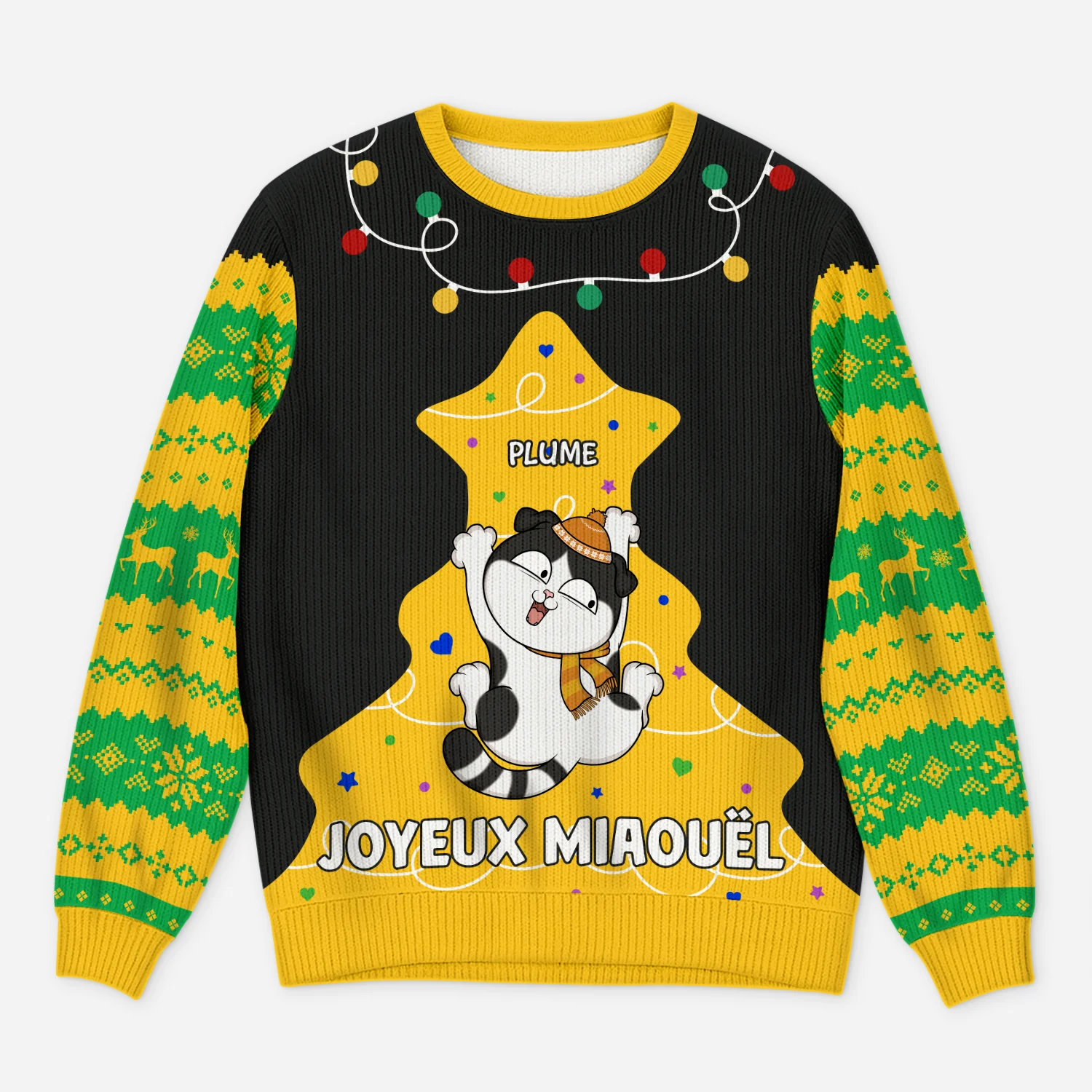 Pull de Noël Personnalisé Chat - Joyeux Miaouel