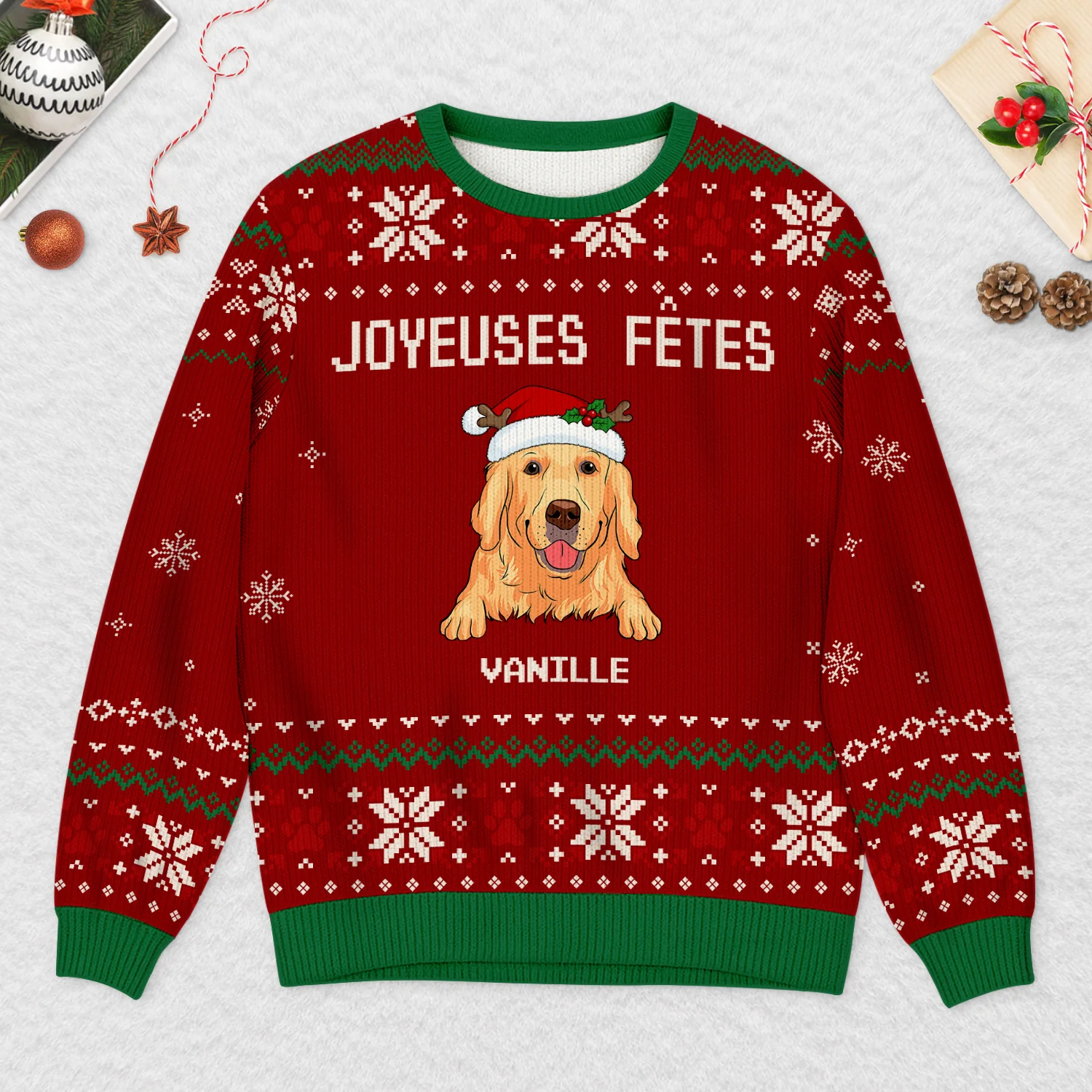 Pull de Noël Chien Personnalisé - Joyeuses Fêtes - Image 2