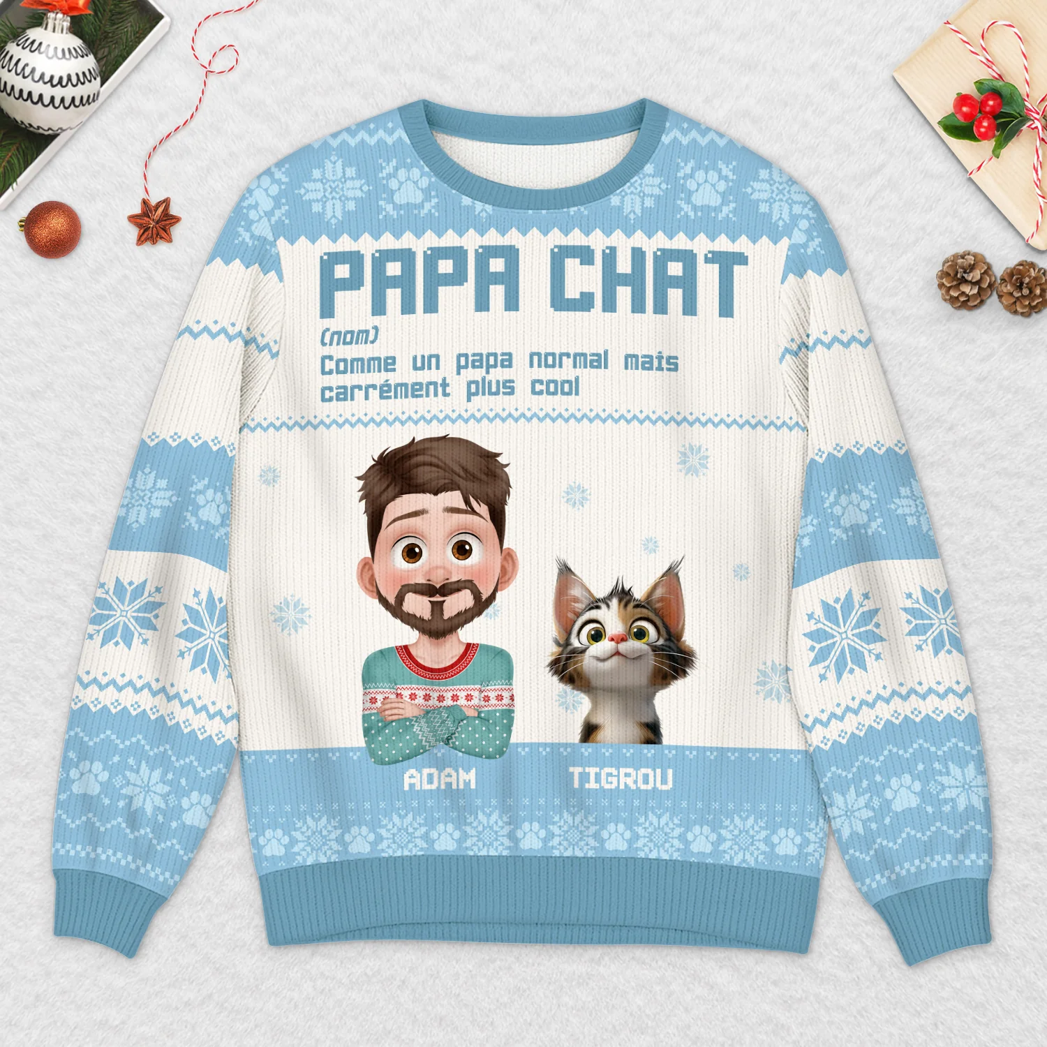 Pull Moche De Noël Personnalisé - Définition De Maman Chat - Image 2