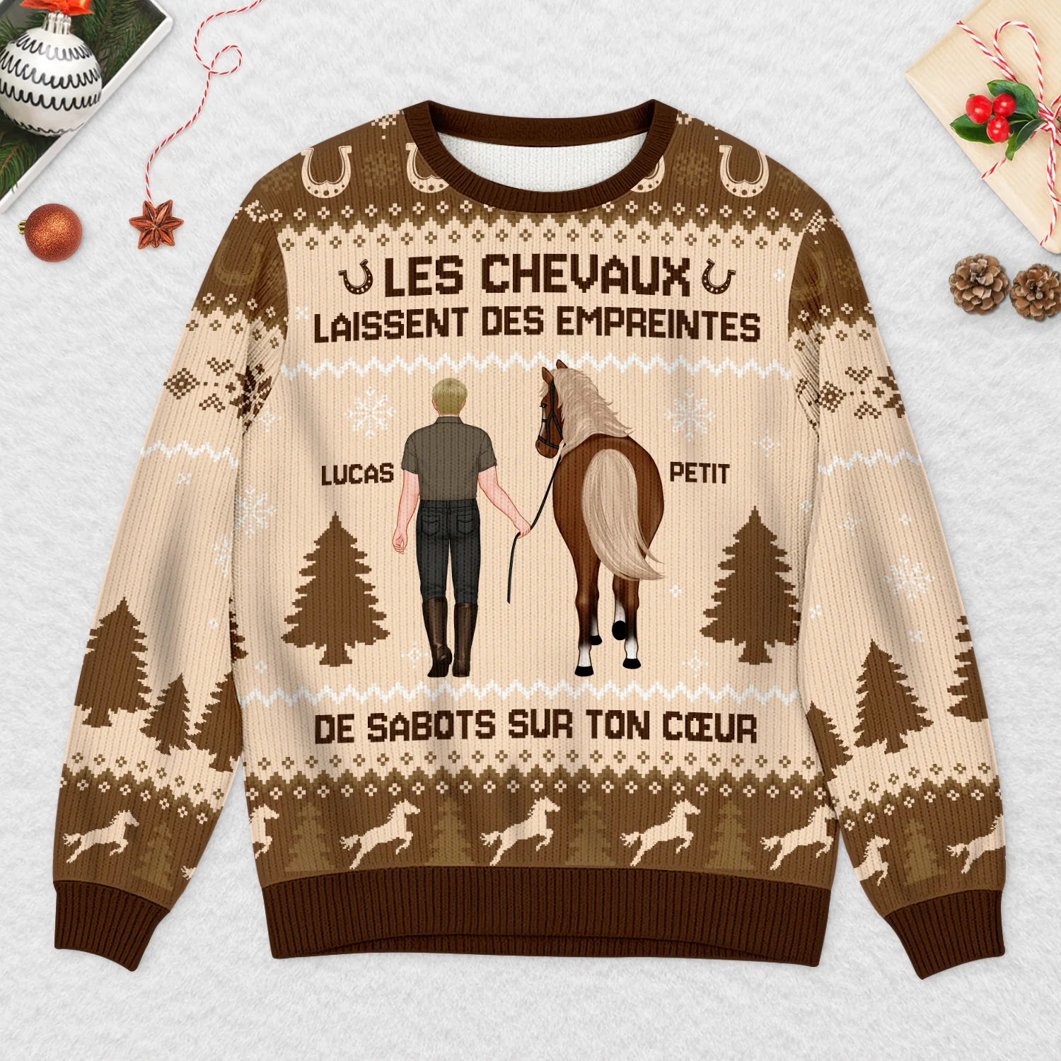 Pull Moche de Noël Personnalisé - Des Empreintes de Sabots - Image 2