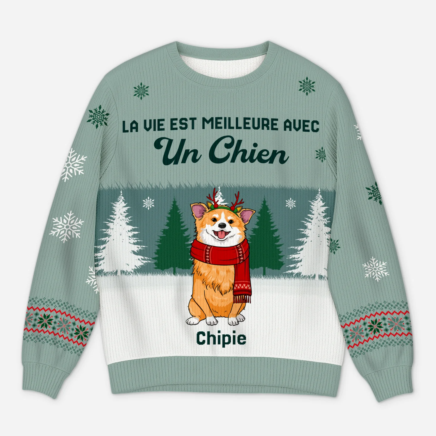 Pull Moche De Noël Personnalisé - La Vie Est Meilleure Avec Mon Chien