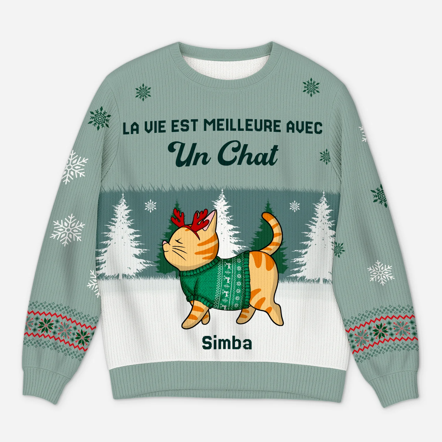 Pull Moche Noël Personnalisé - La Vie Est Meilleure Avec Un Chat