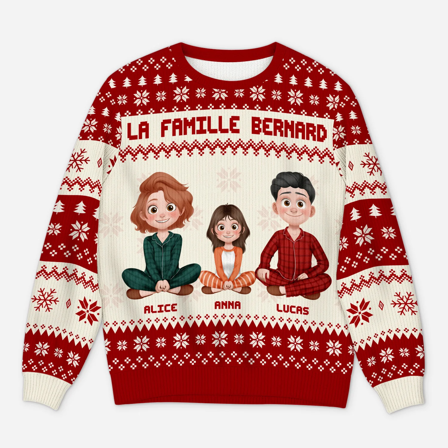 Pull Moche De Noël Personnalisé - Notre Famille