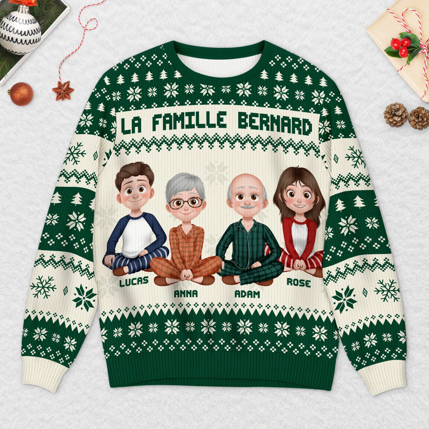 Pull Moche De Noël Personnalisé - Notre Famille - Image 2