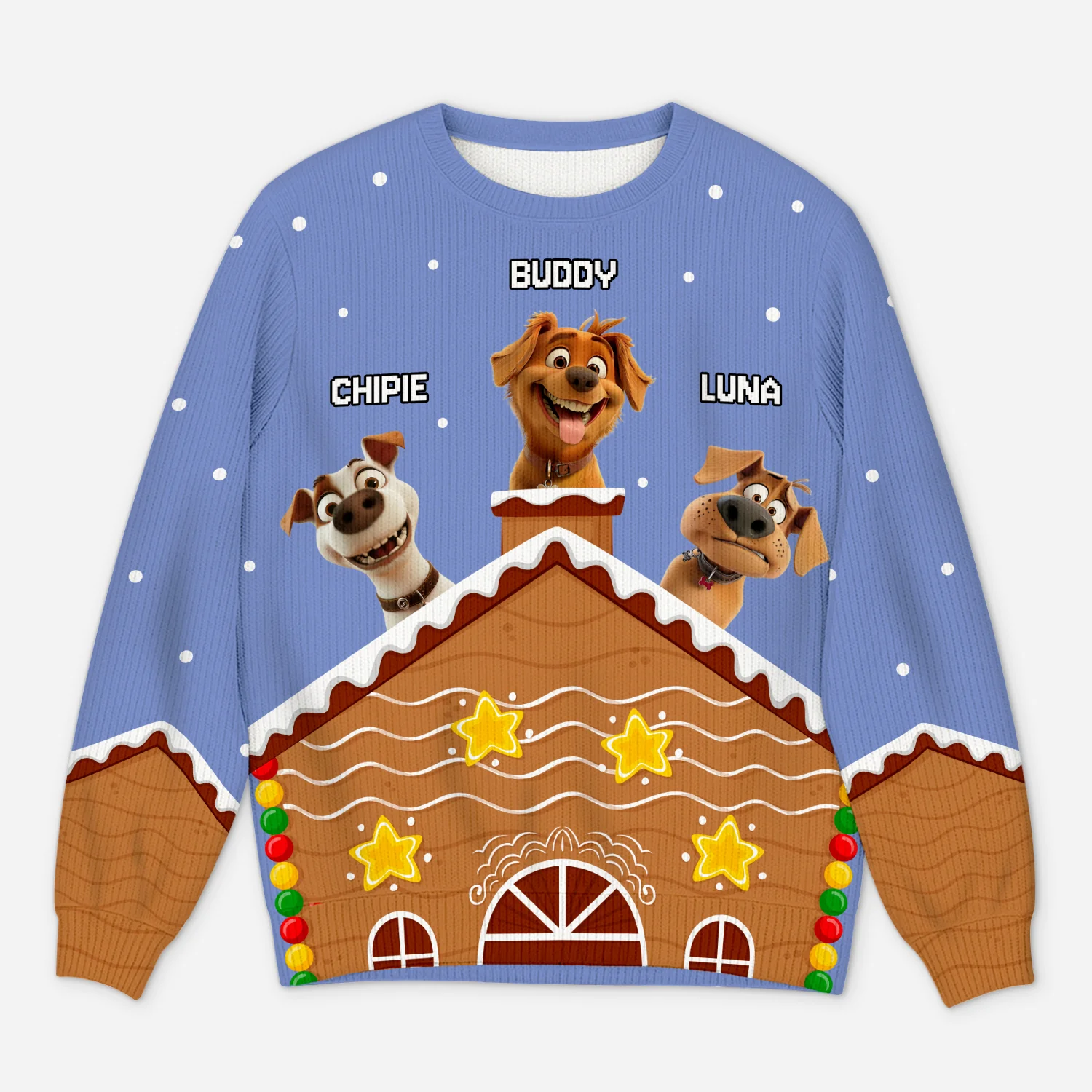 Pull Moche De Noël Personnalisé - Père Noël Et Des Chiens