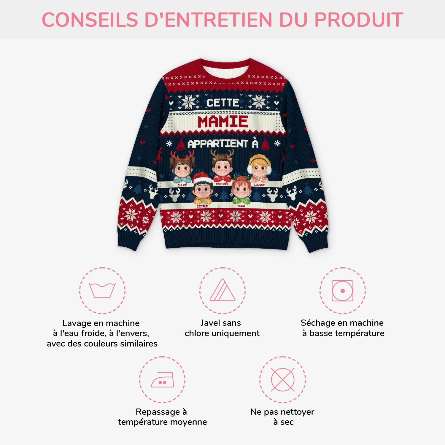 Pull Moche De Noël Personnalisé Pour Mamie Papi - Cette Mamie Appartient À - Image 4