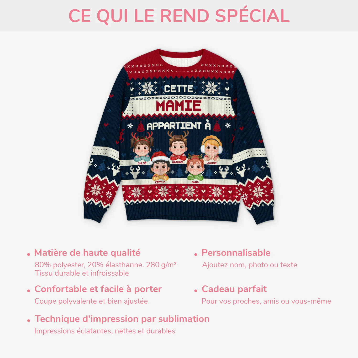 Pull Moche De Noël Personnalisé Pour Mamie Papi - Cette Mamie Appartient À - Image 5