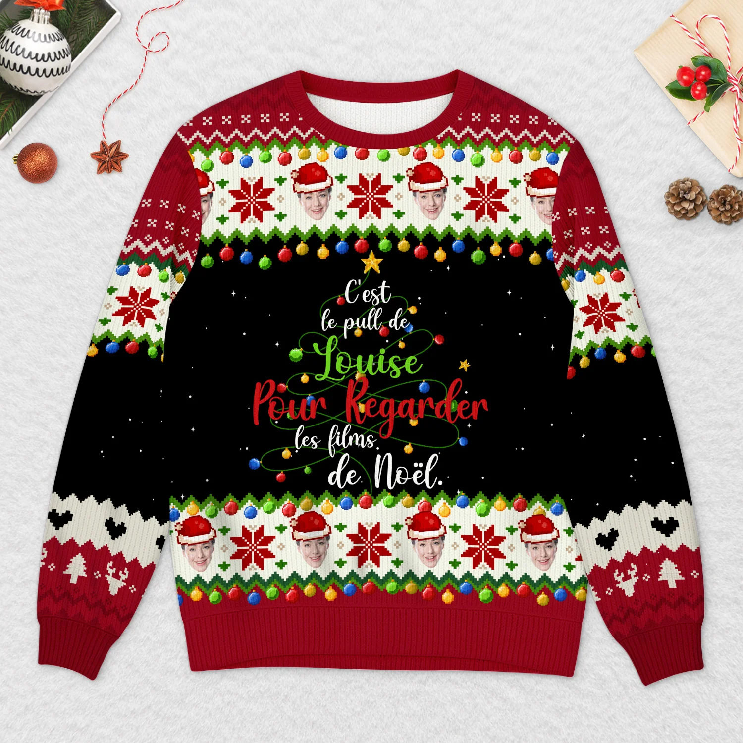 Pull Moche De Noël Personnalisé - Regarder Des Films De Noël - Image 2